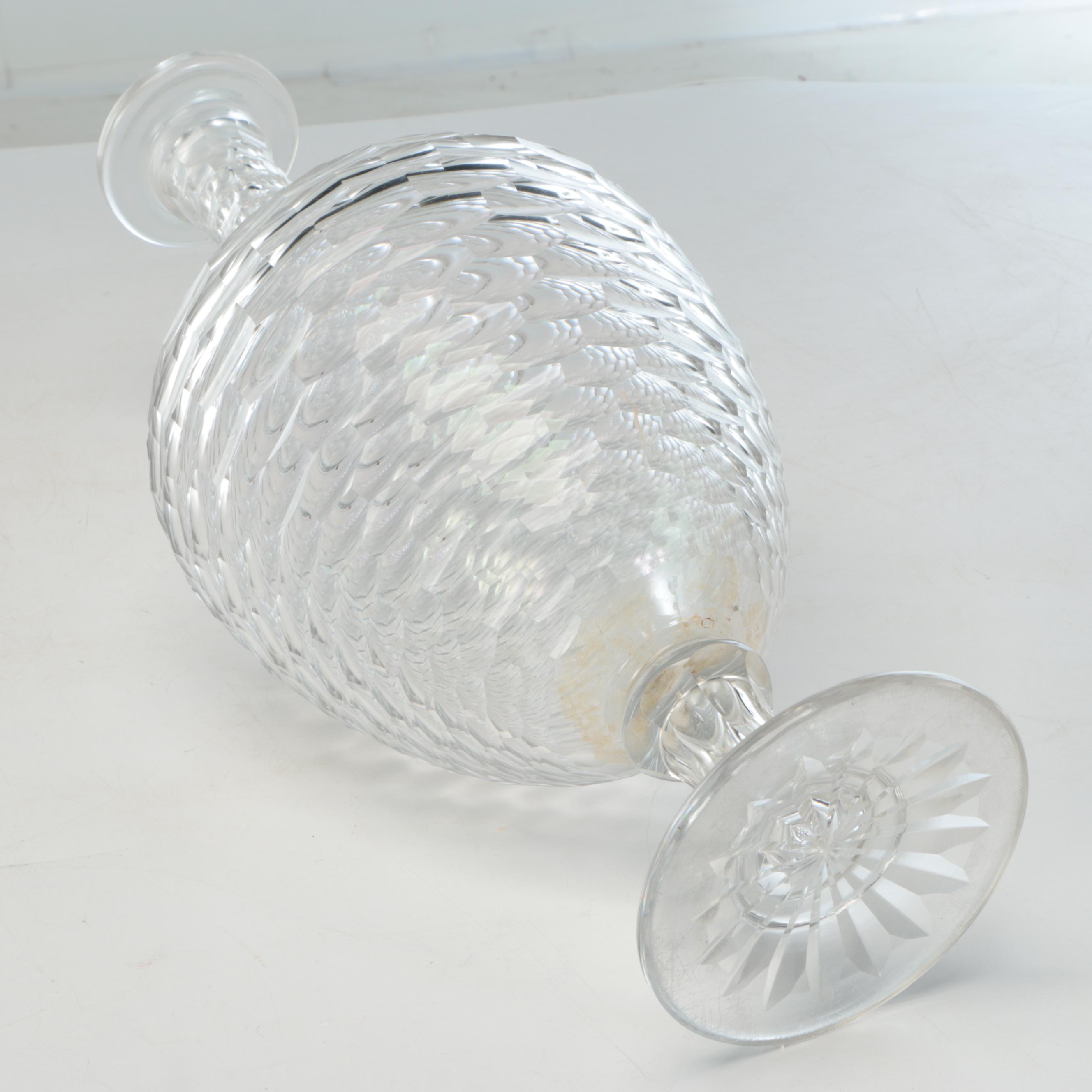 Large Crystal Footed Vase Pair