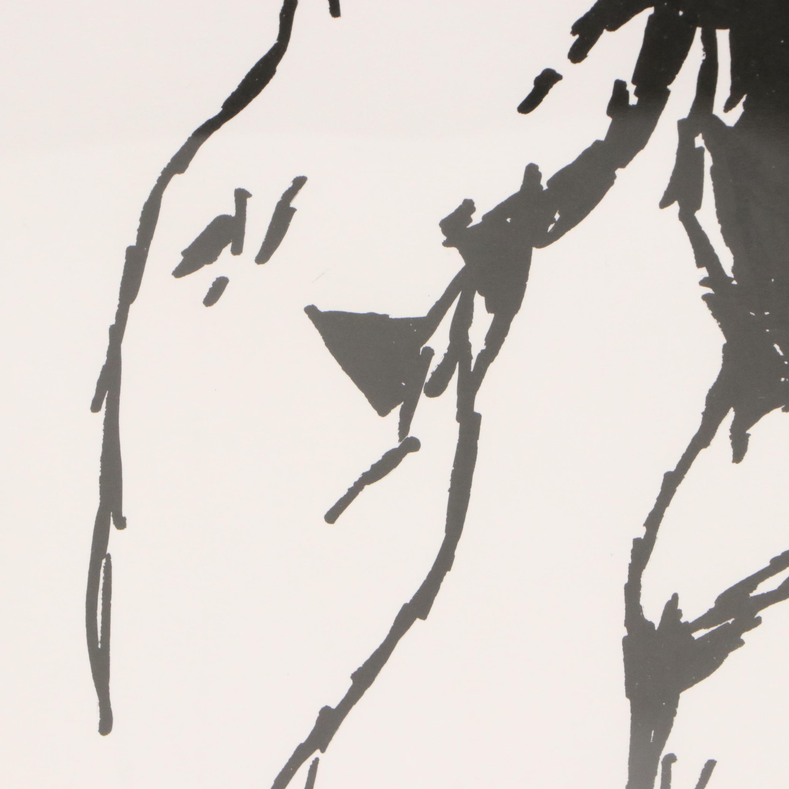 deSanto Acrylic Ink Drawing of Standing Male Nude, 2025