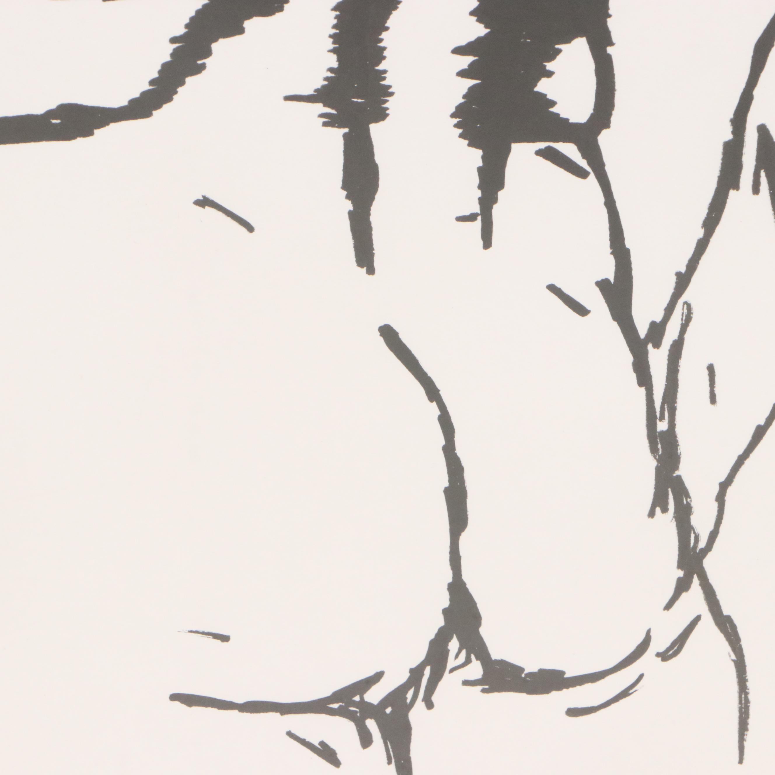 deSanto Acrylic Ink Drawing of Standing Male Nude, 2025