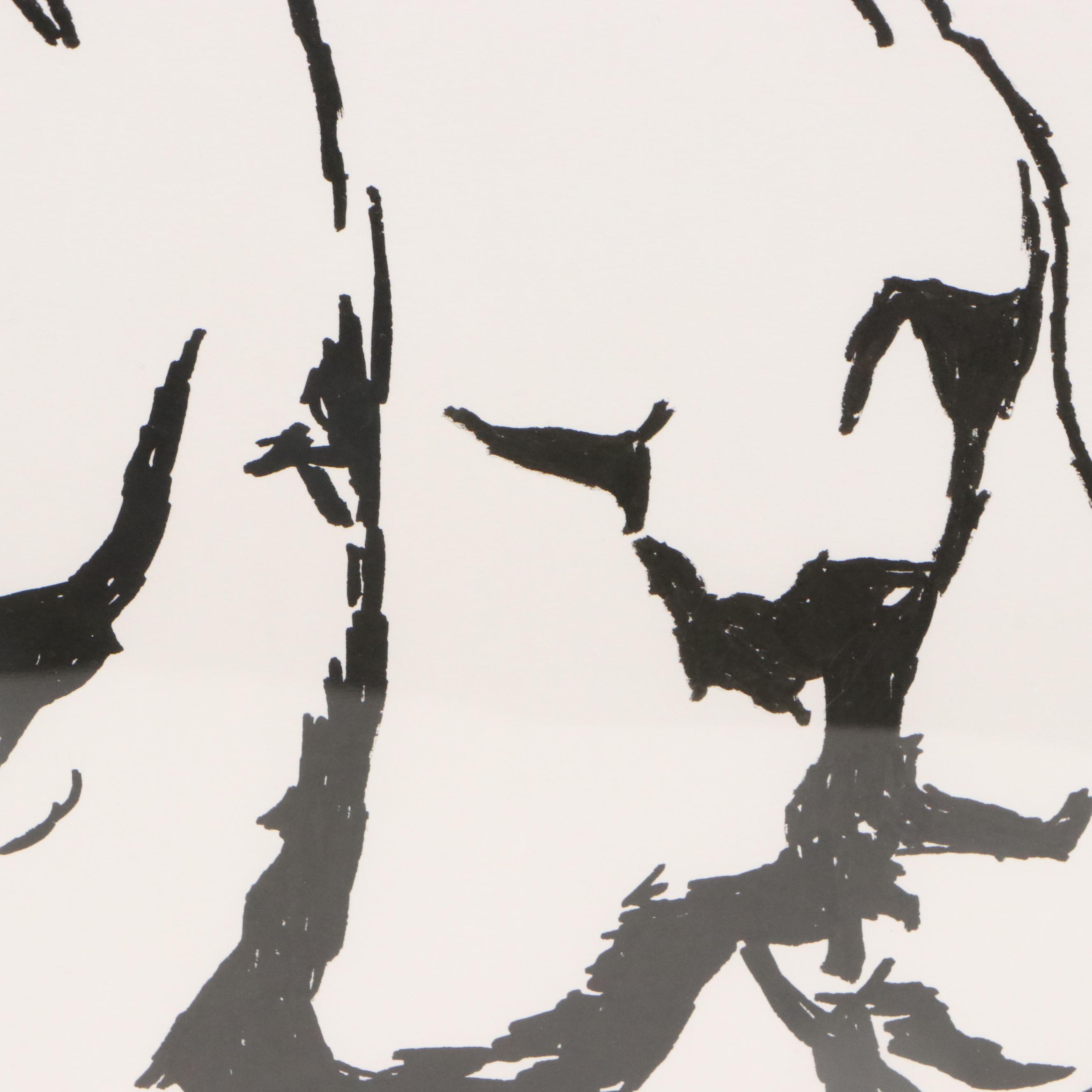 deSanto Acrylic Ink Drawing of Standing Male Nude, 2025