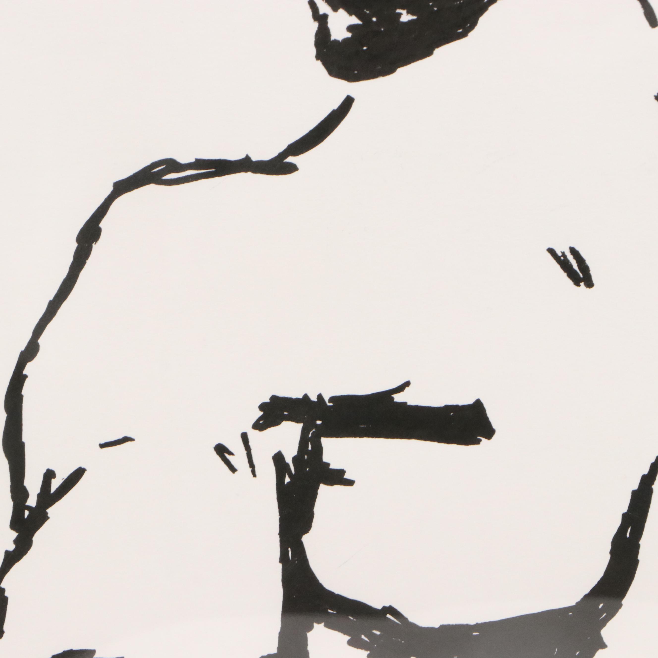 deSanto Acrylic Ink Drawing of Standing Male Nude, 2025