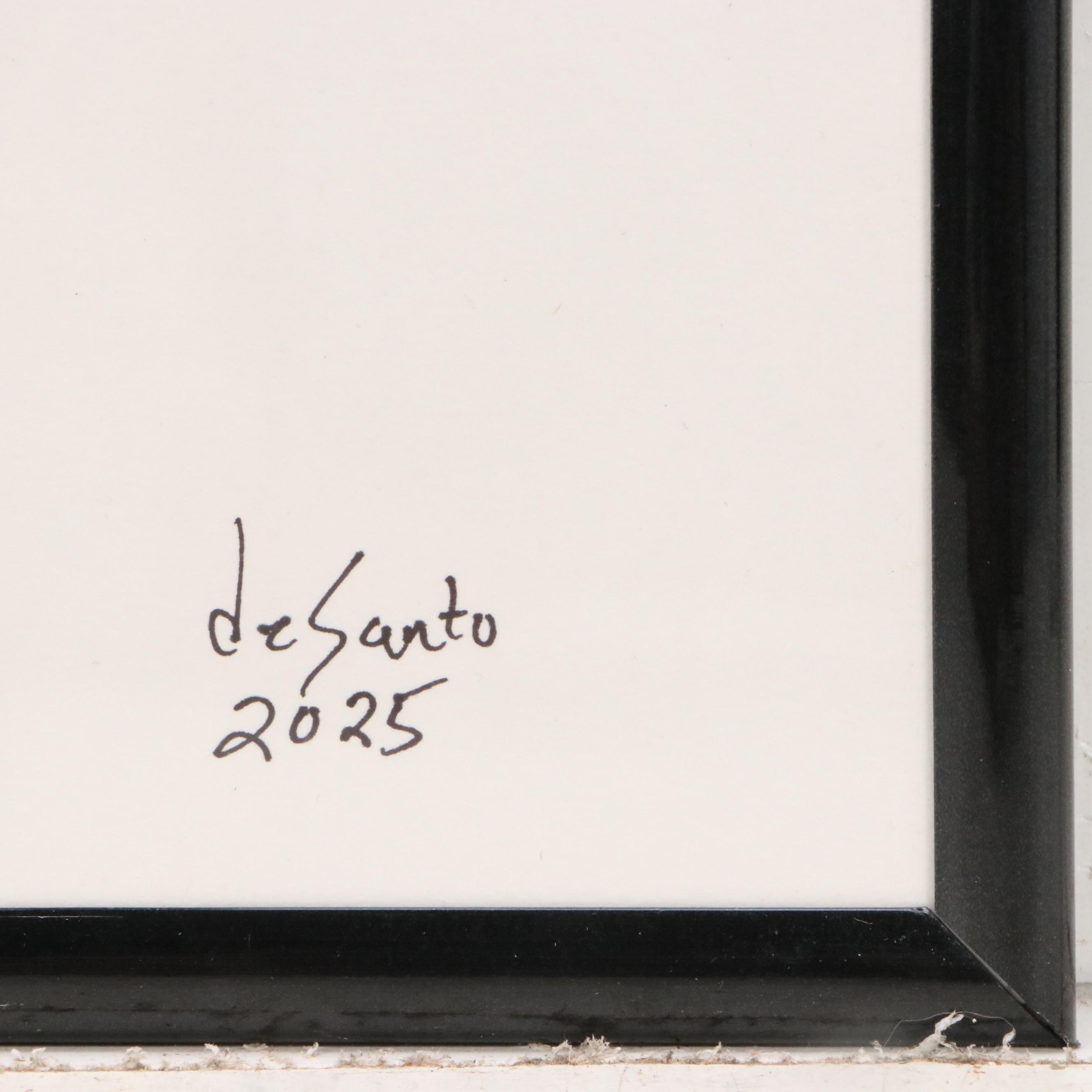 deSanto Acrylic Ink Drawing of Standing Male Nude, 2025