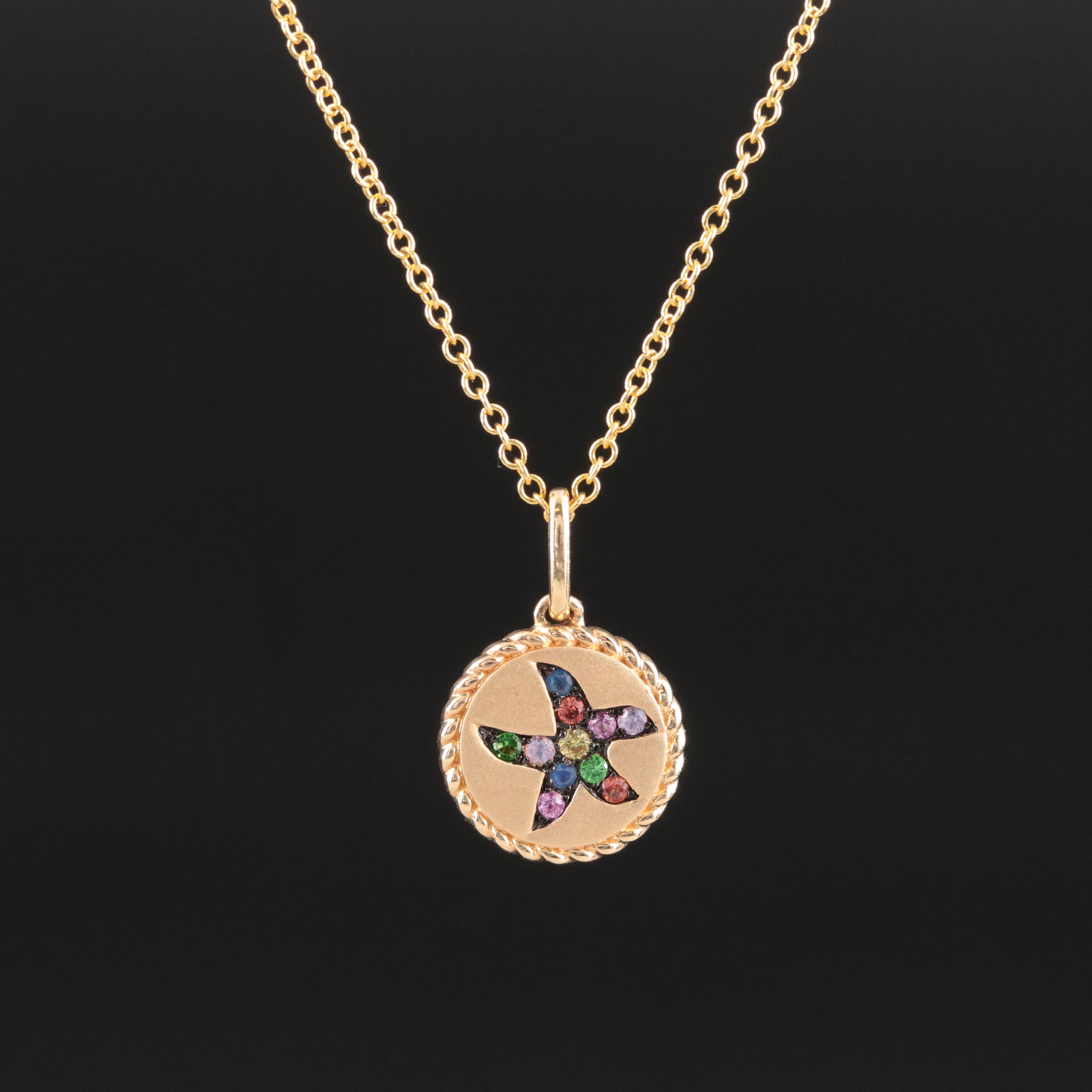 EFFY 14K Sapphire Starfish Pendant Necklace