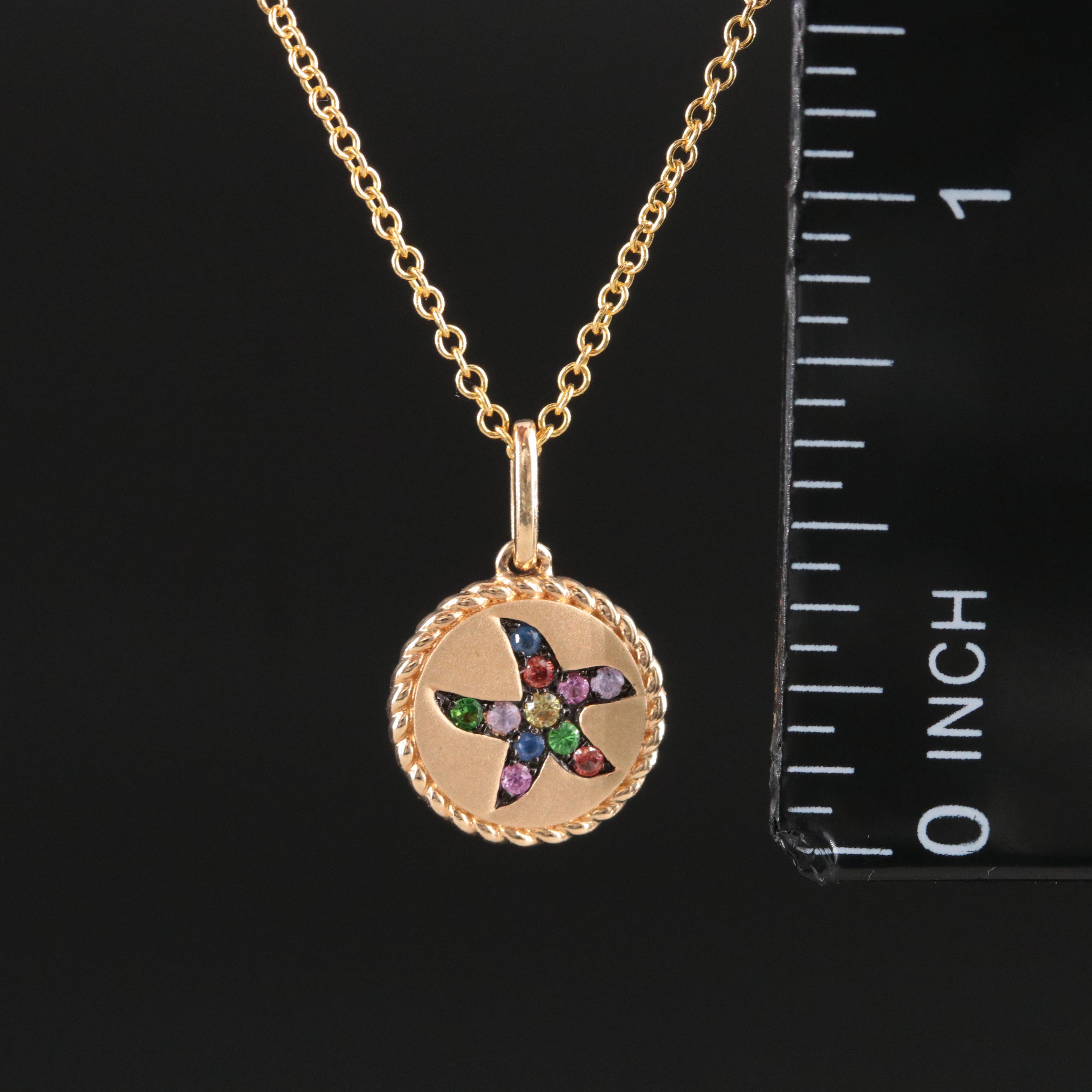 EFFY 14K Sapphire Starfish Pendant Necklace