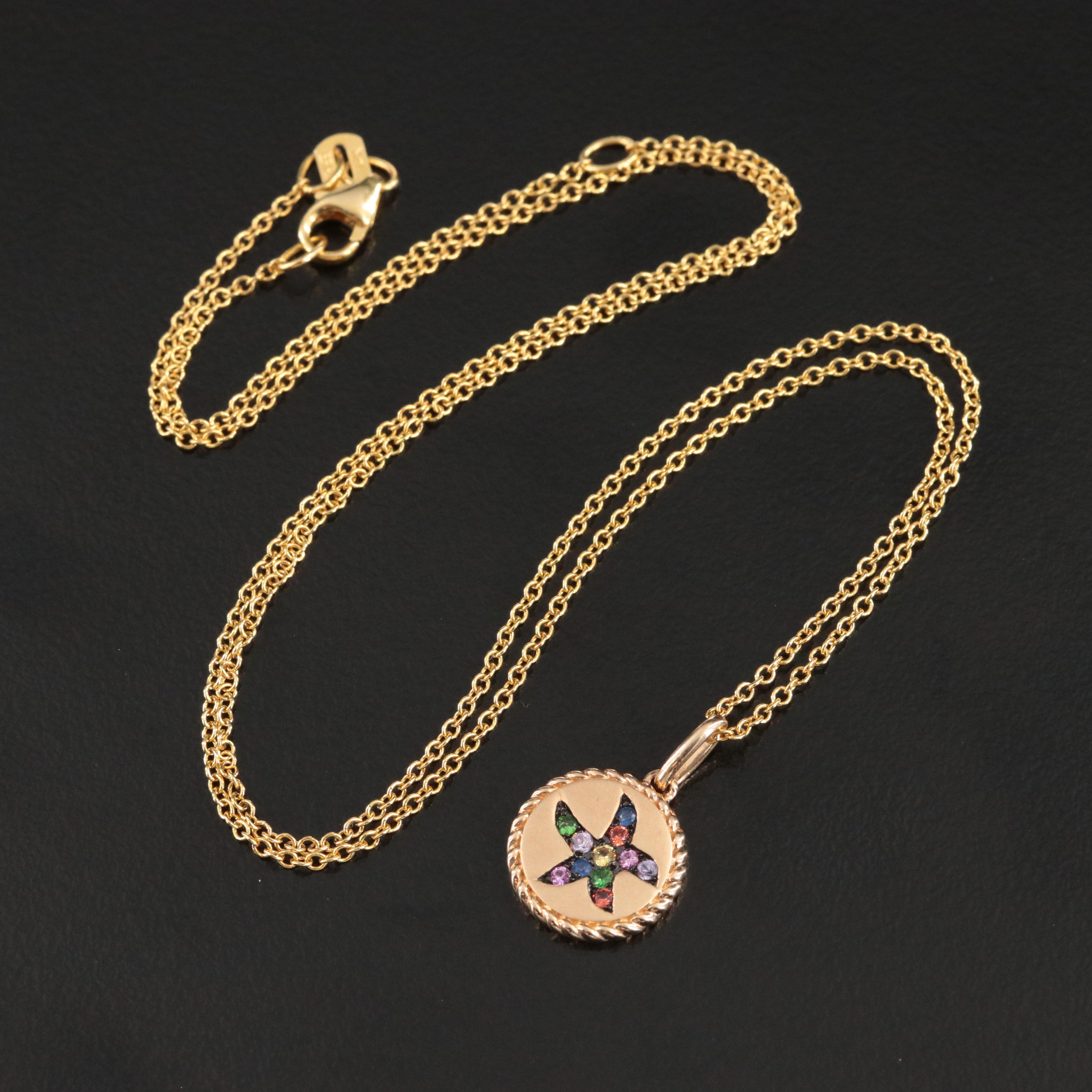 EFFY 14K Sapphire Starfish Pendant Necklace