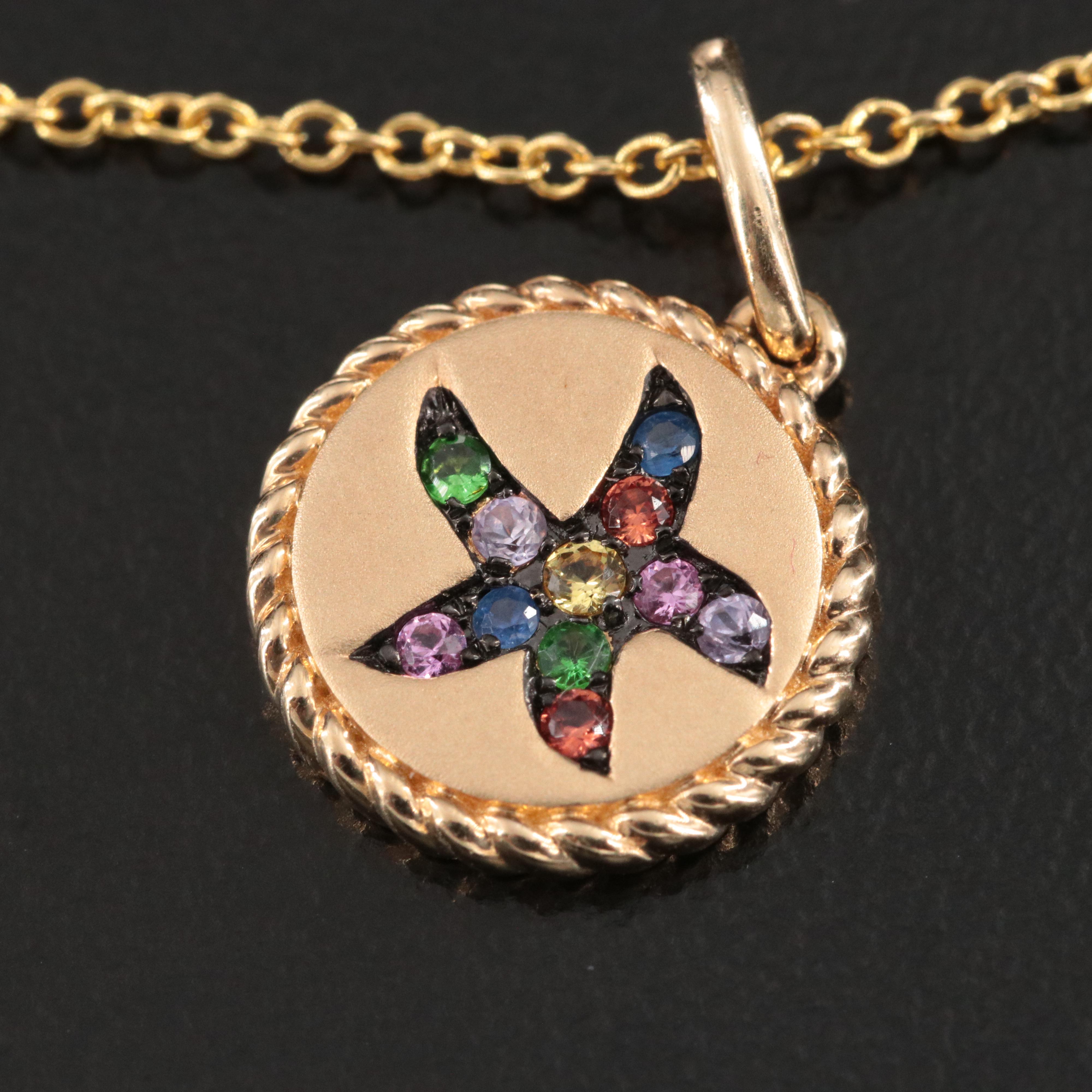 EFFY 14K Sapphire Starfish Pendant Necklace