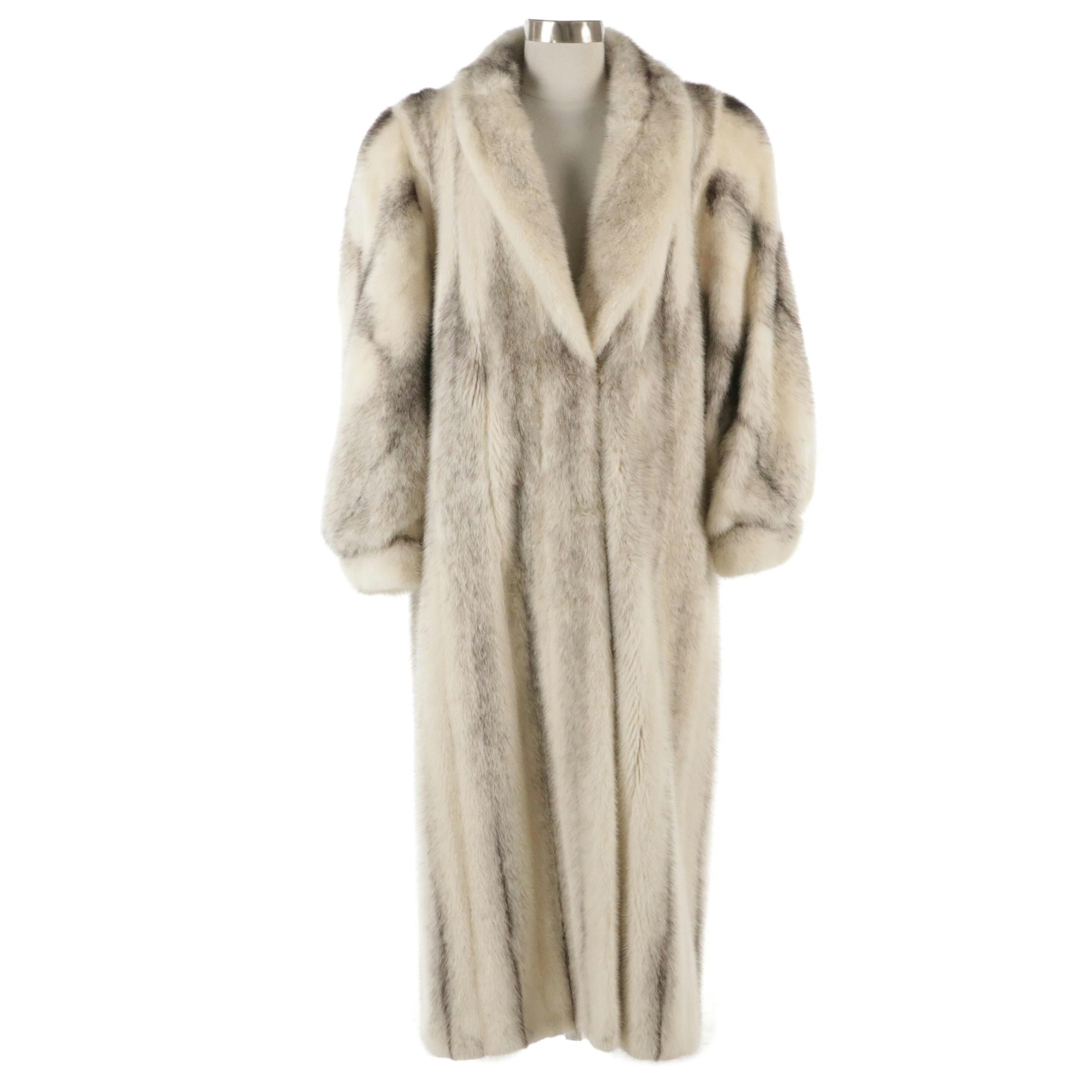 Valentino Boutique by Kotsovos Silver Cross Mink Fur Long Coat