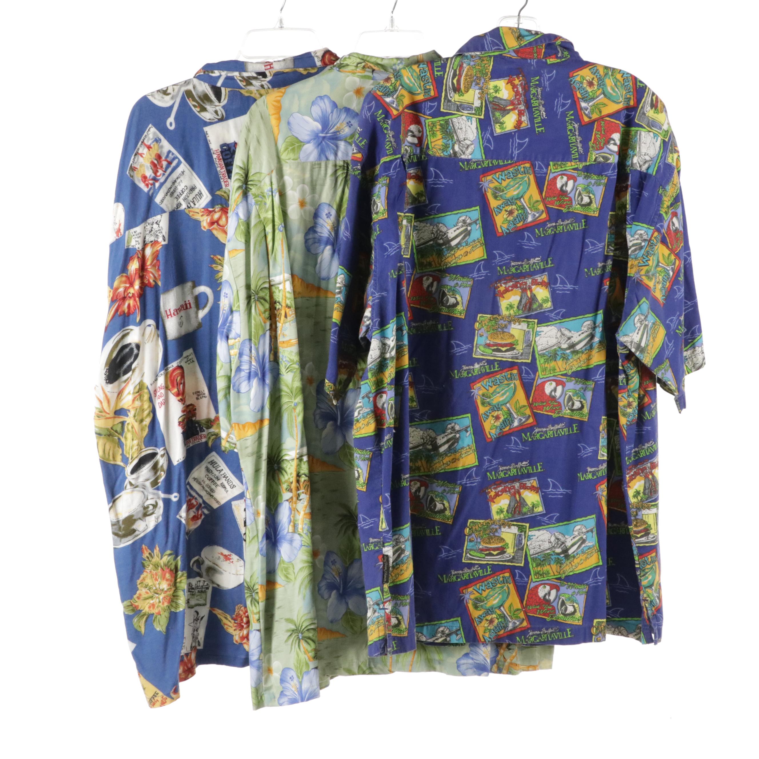 Men's Vintage Jimmy Buffett Margaritaville, Shaka Time, & K.A.D. Hawaiian Shirts