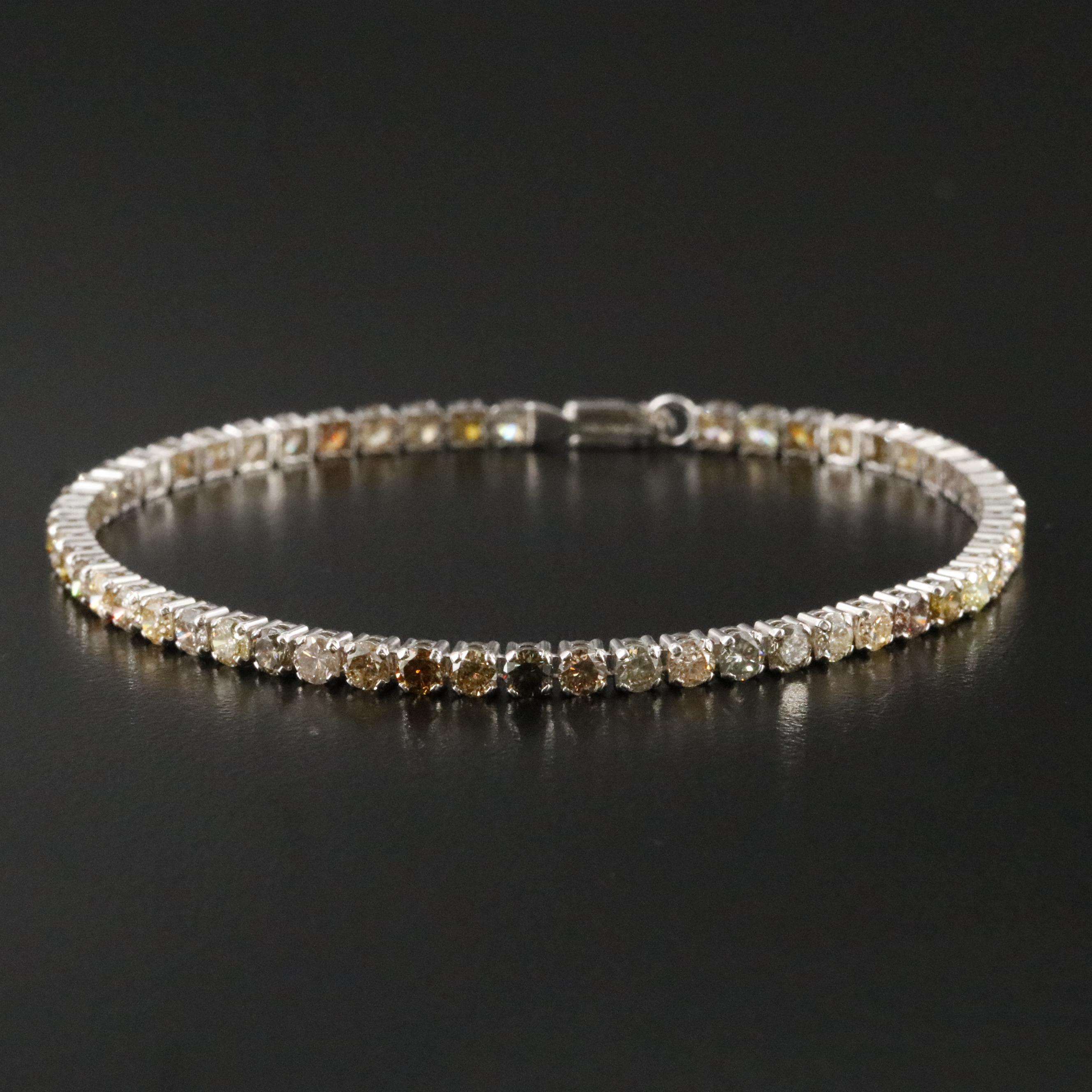 14K 5.00 CTW Fancy Diamond Bracelet with IGI Report