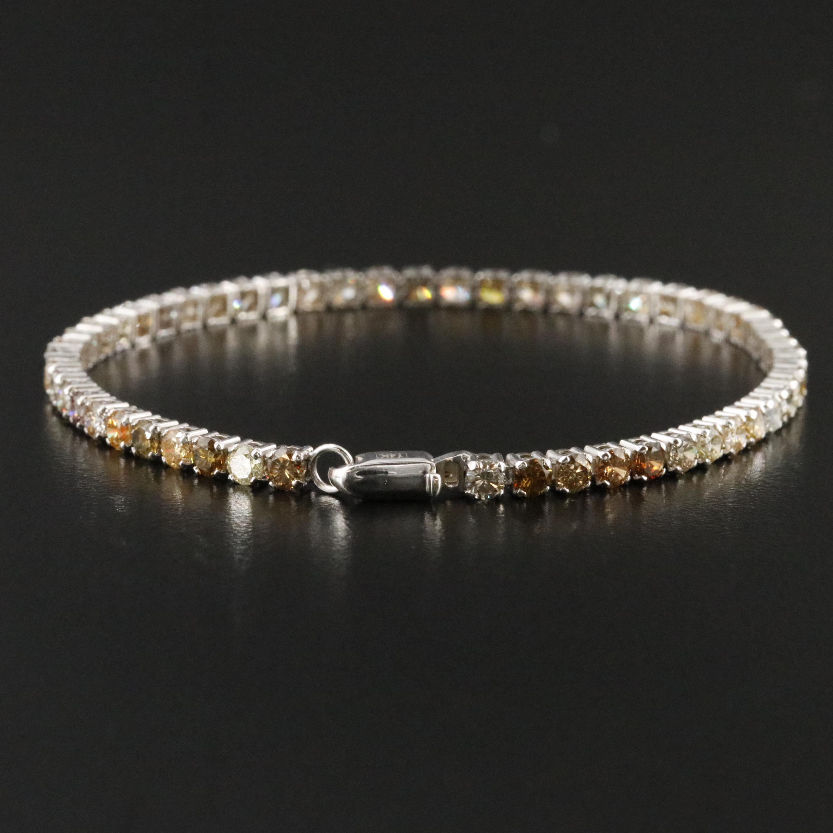 14K 5.00 CTW Fancy Diamond Bracelet with IGI Report