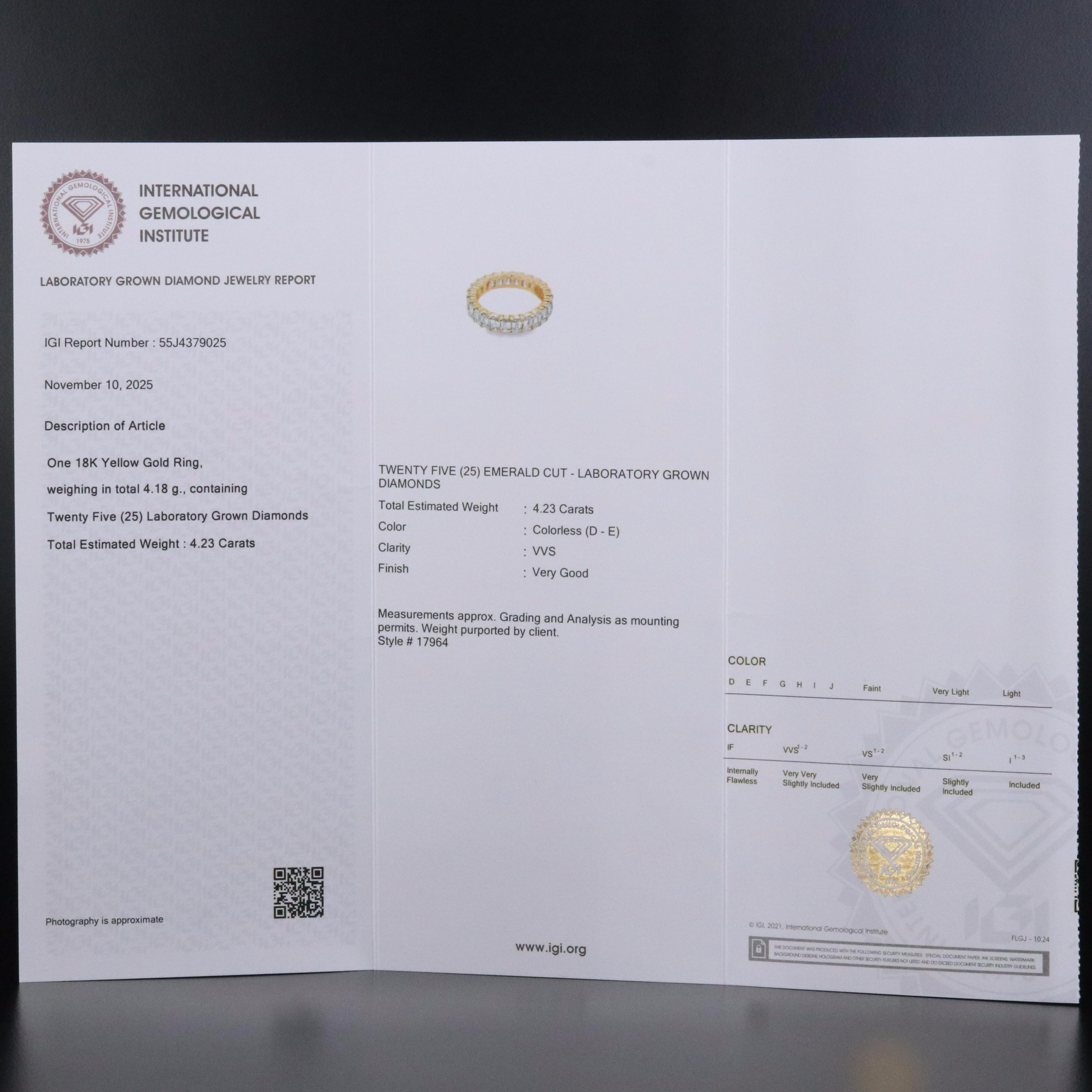 18K 4.23 CTW Lab Grown Diamond Eternity Ring