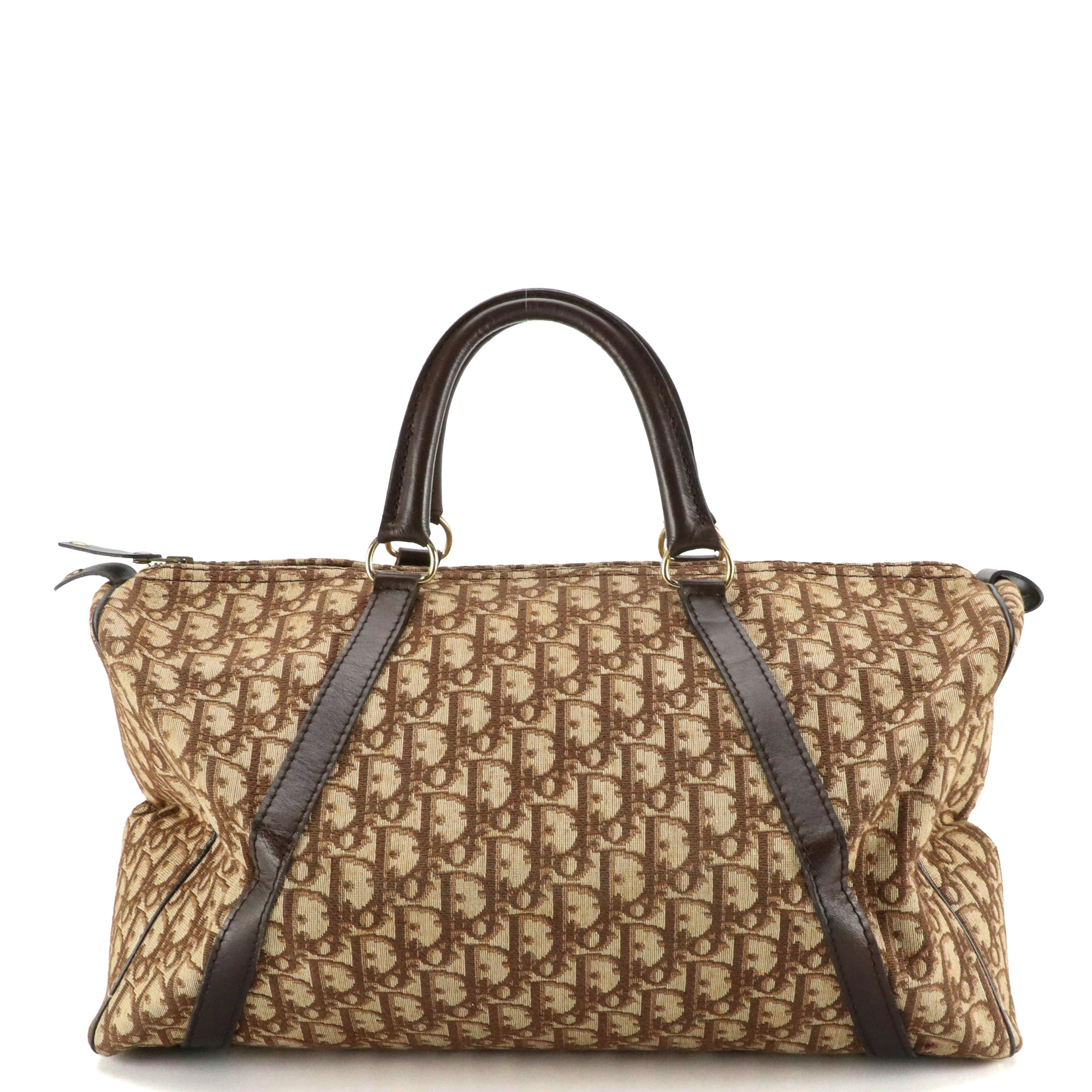 Christian Dior Small Duffle Bag in Dior Oblique Canvas with Leather Trim, 1970s