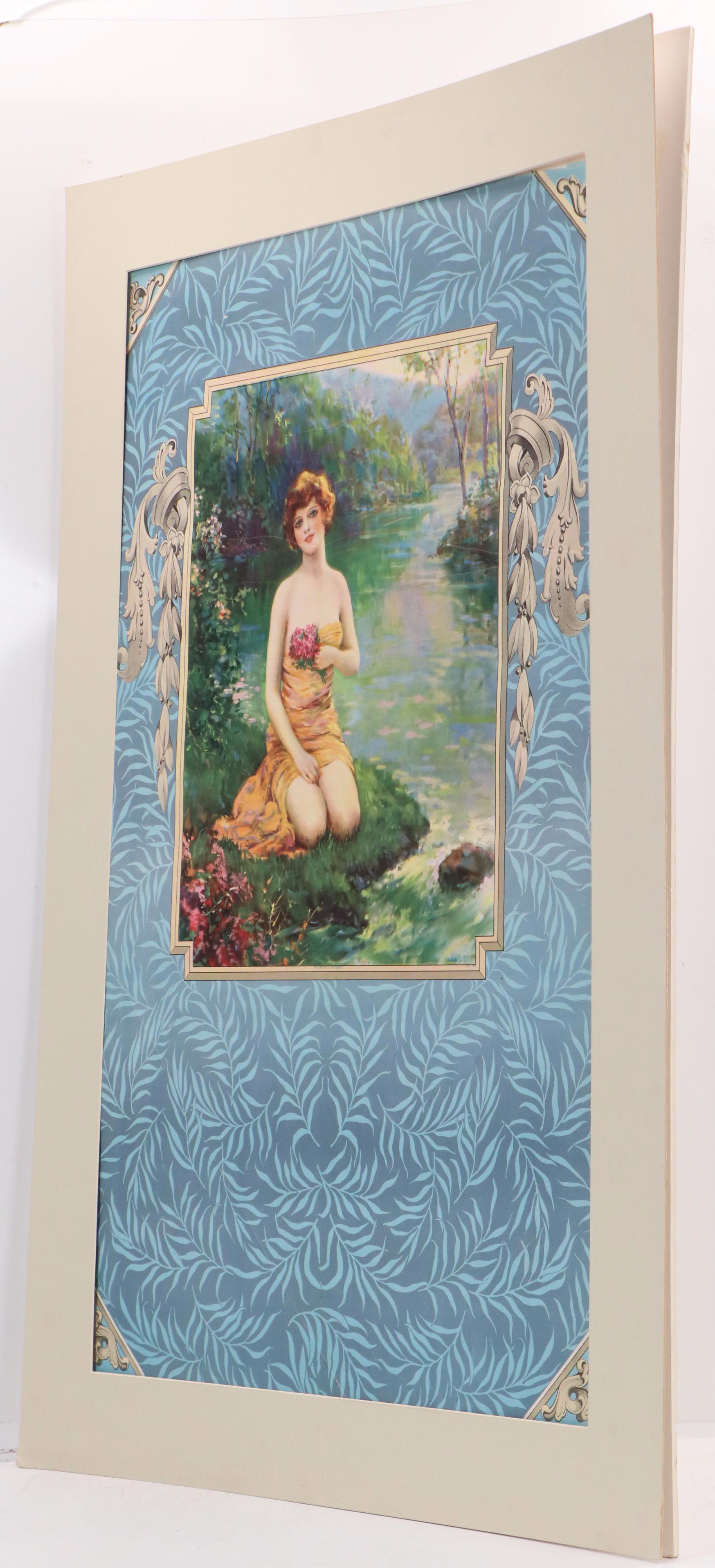 Offset Lithograph of Woman by Stream "Nature's Charm"