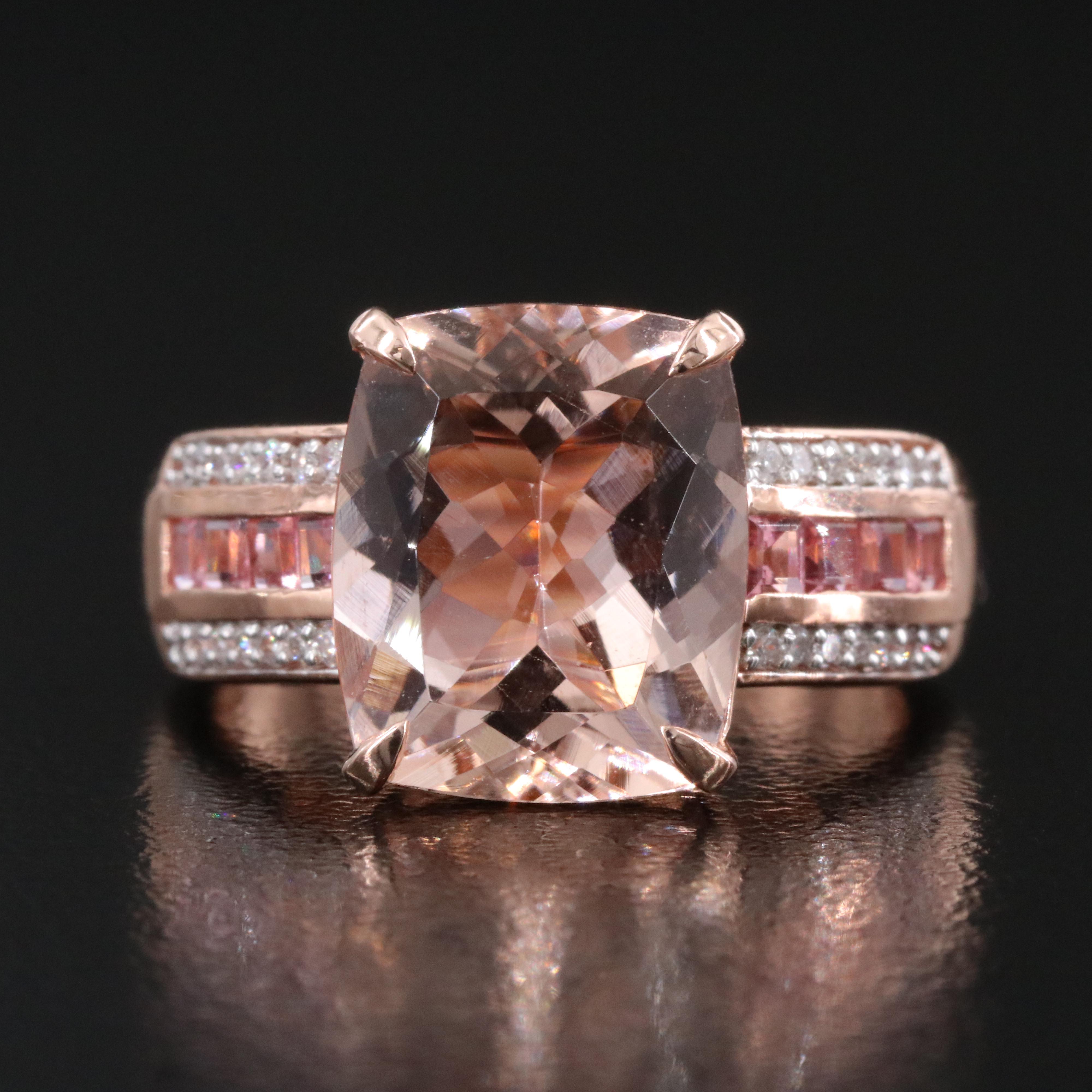 14K Rose Gold Morganite and Diamond Ring