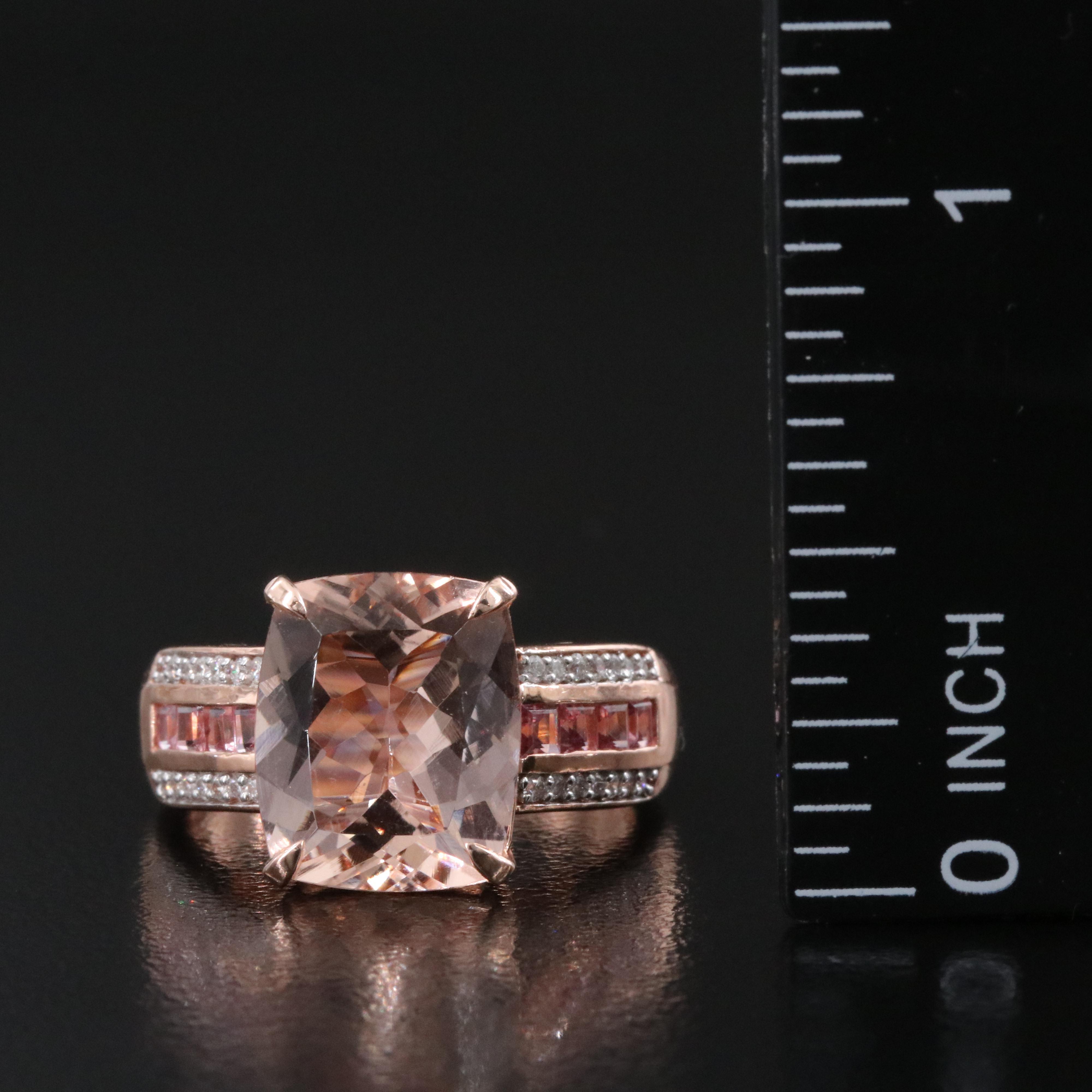 14K Rose Gold Morganite and Diamond Ring