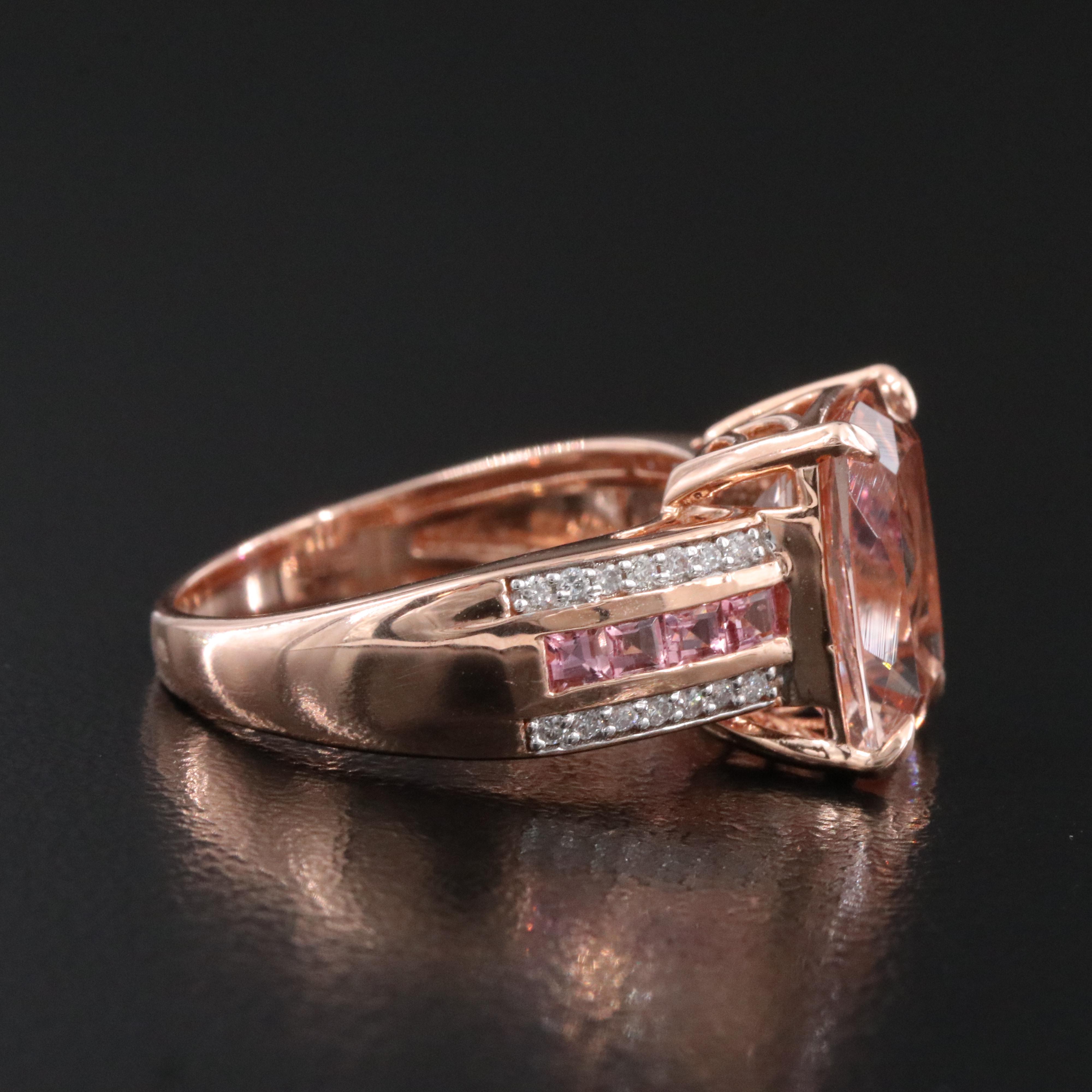 14K Rose Gold Morganite and Diamond Ring