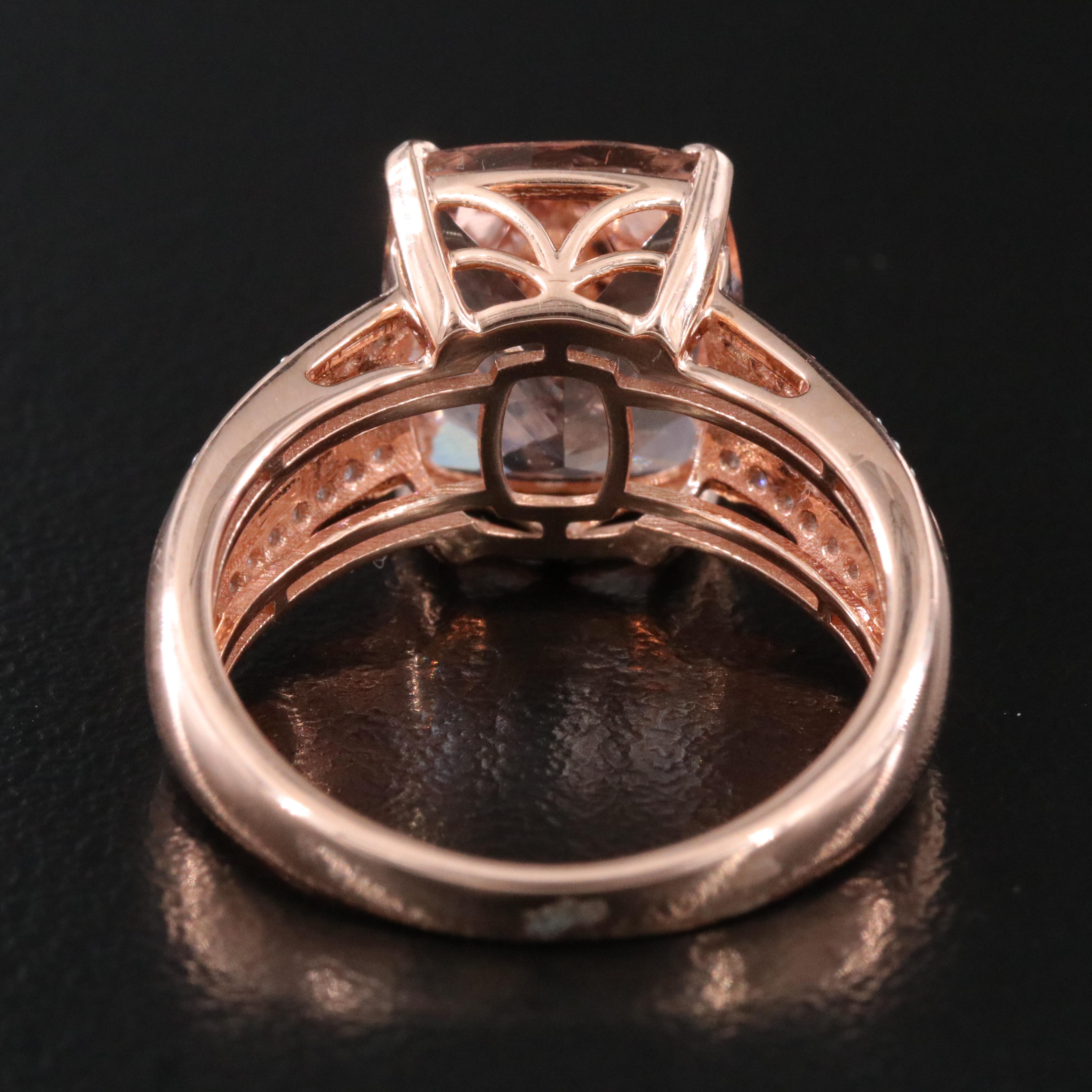 14K Rose Gold Morganite and Diamond Ring