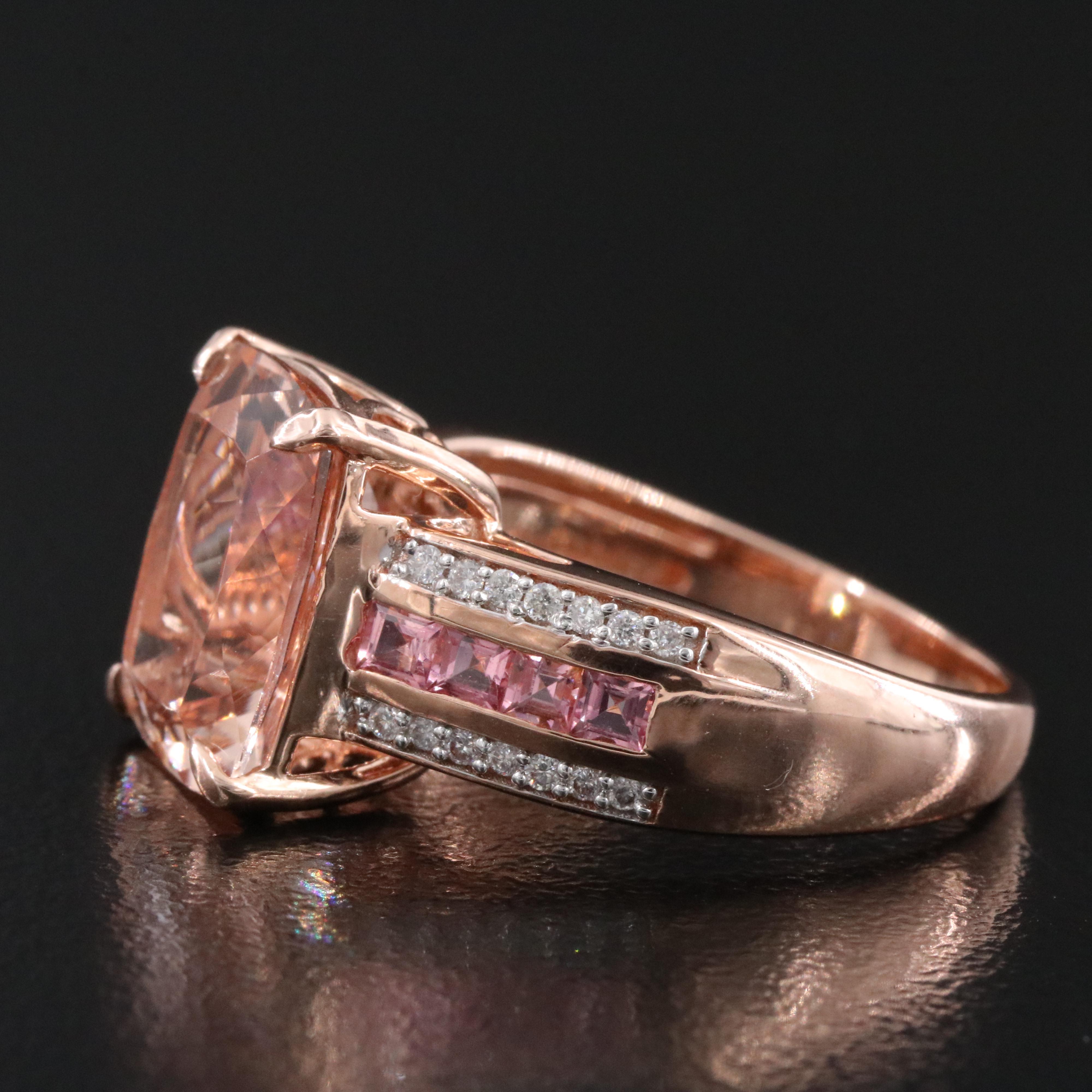 14K Rose Gold Morganite and Diamond Ring