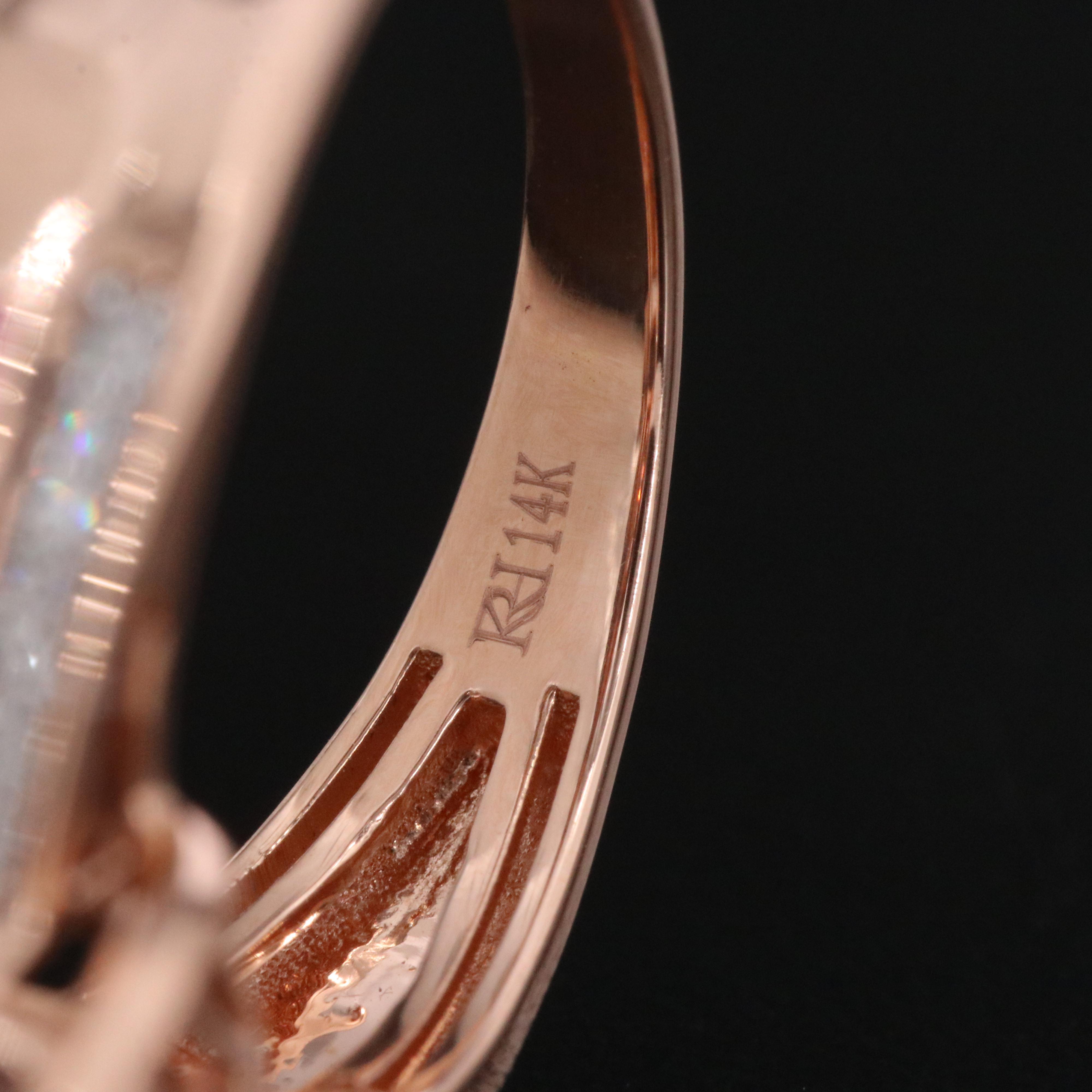 14K Rose Gold Morganite and Diamond Ring