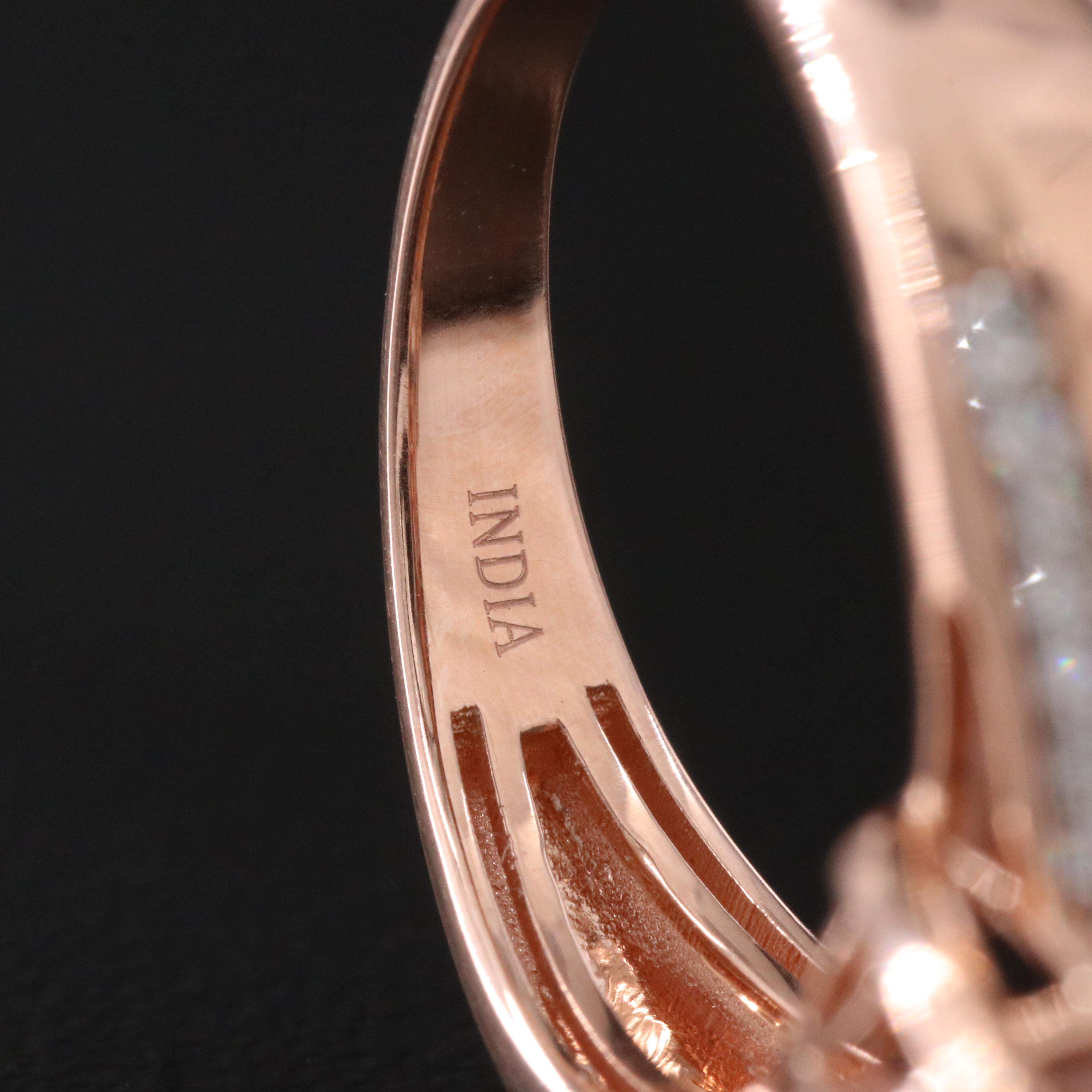 14K Rose Gold Morganite and Diamond Ring