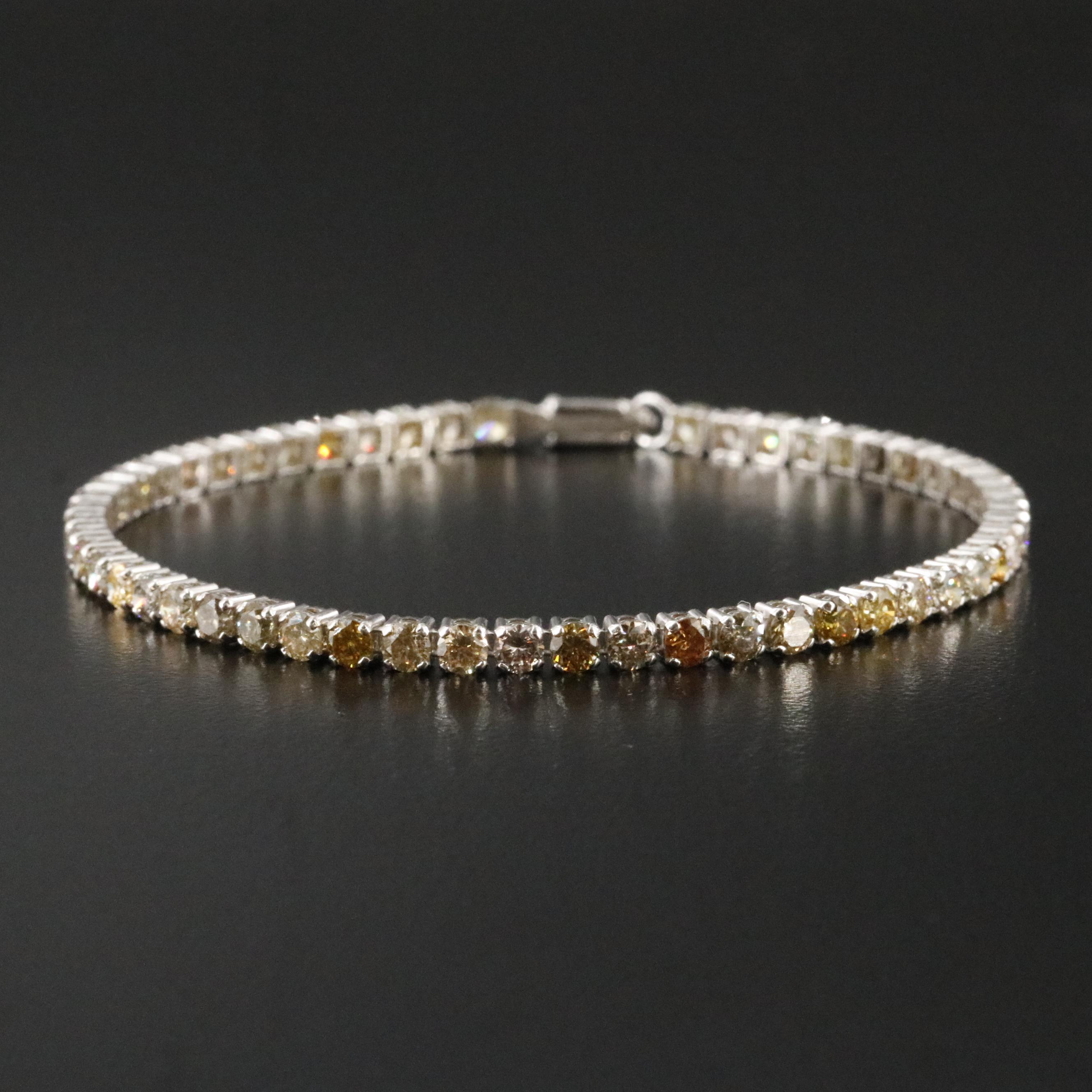 14K 5.00 CTW Fancy Diamond Line Bracelet with IGI Report