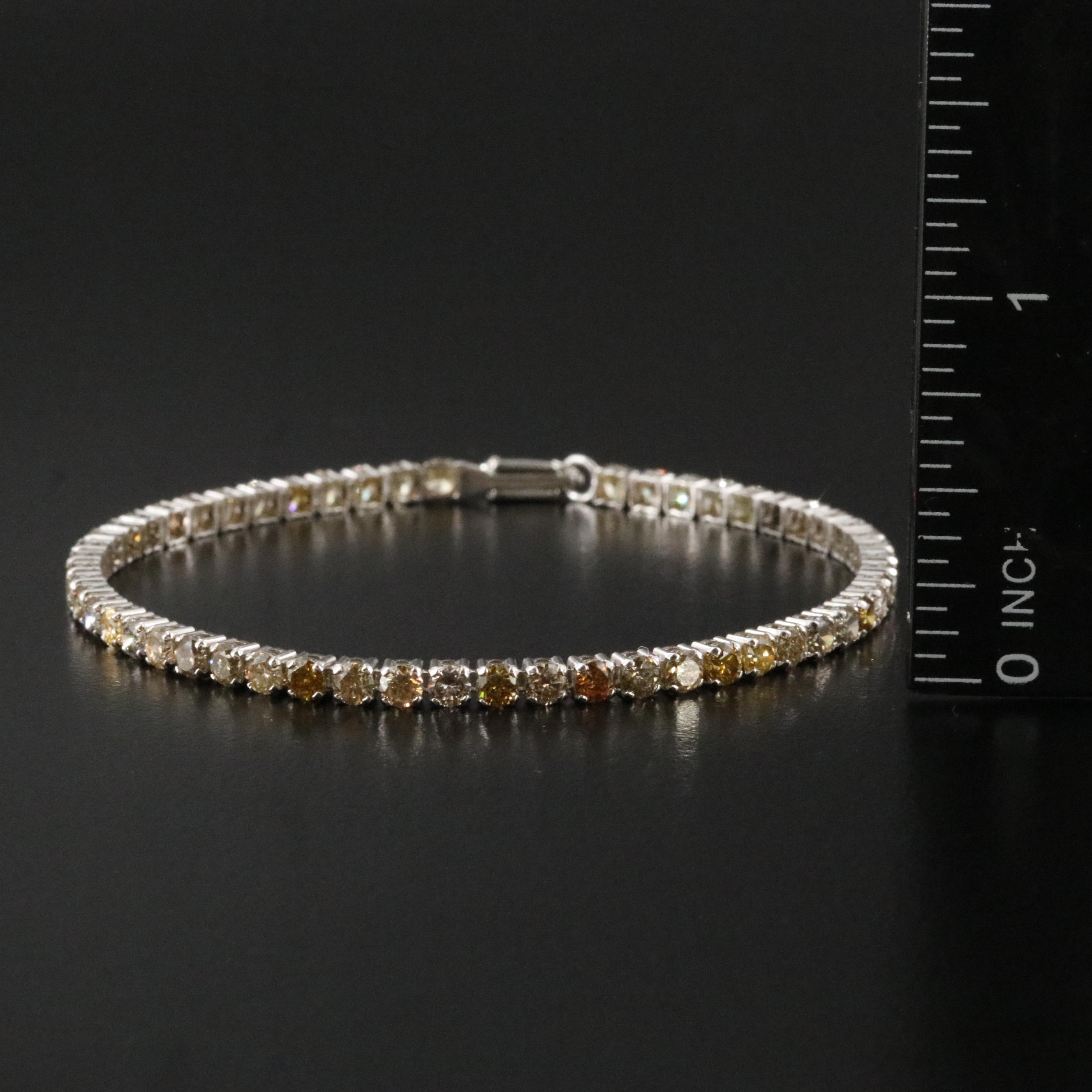 14K 5.00 CTW Fancy Diamond Line Bracelet with IGI Report