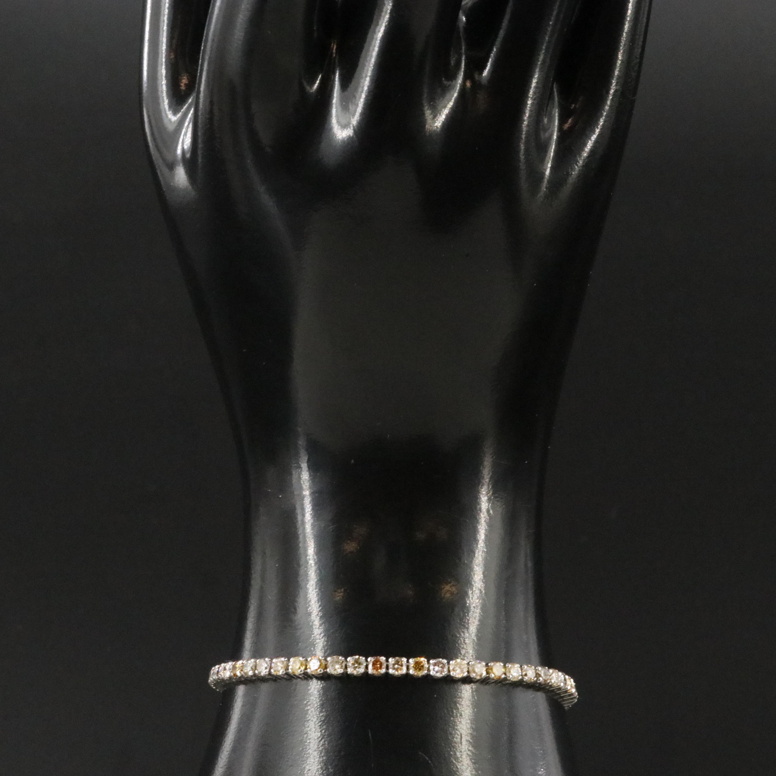 14K 5.00 CTW Fancy Diamond Line Bracelet with IGI Report