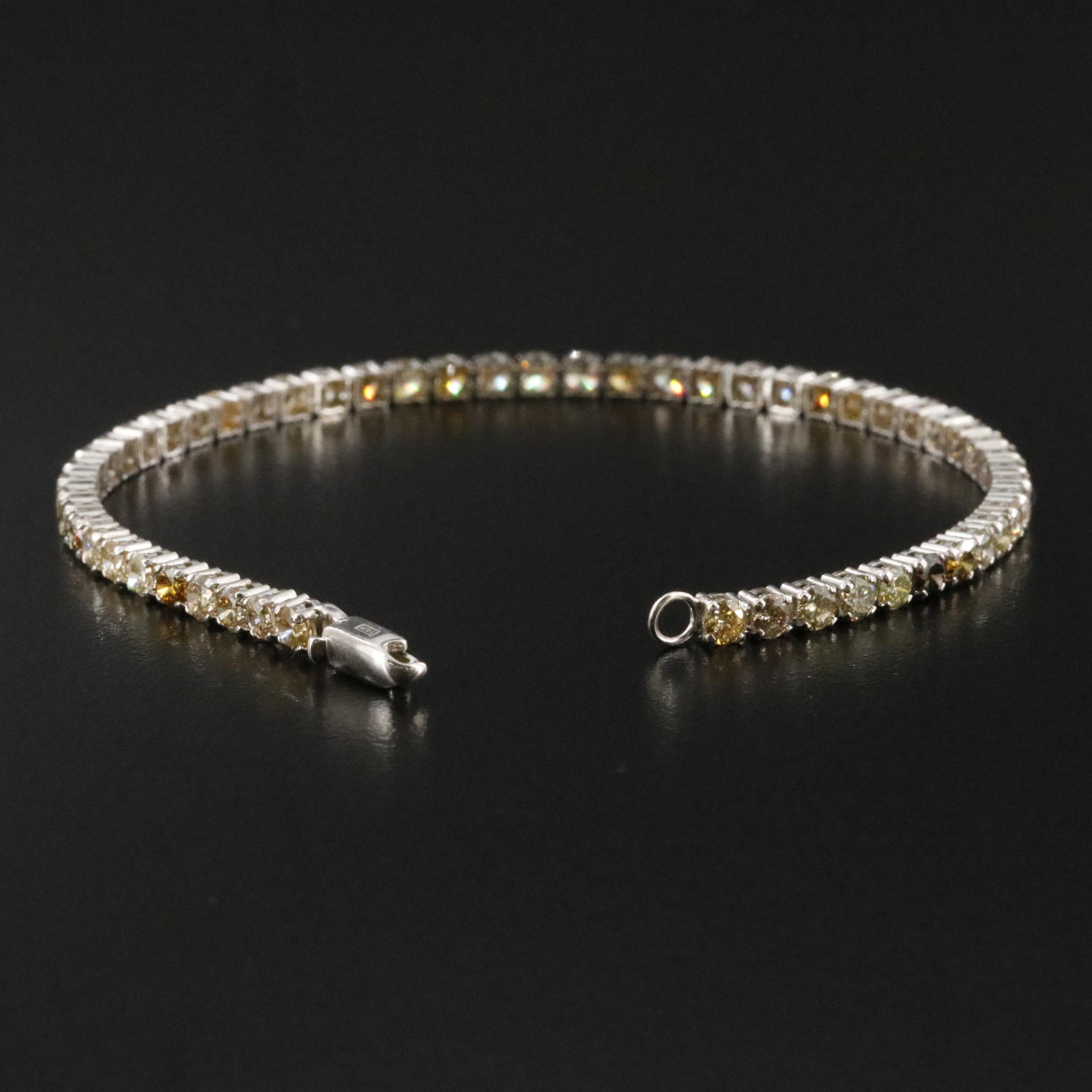 14K 5.00 CTW Fancy Diamond Line Bracelet with IGI Report
