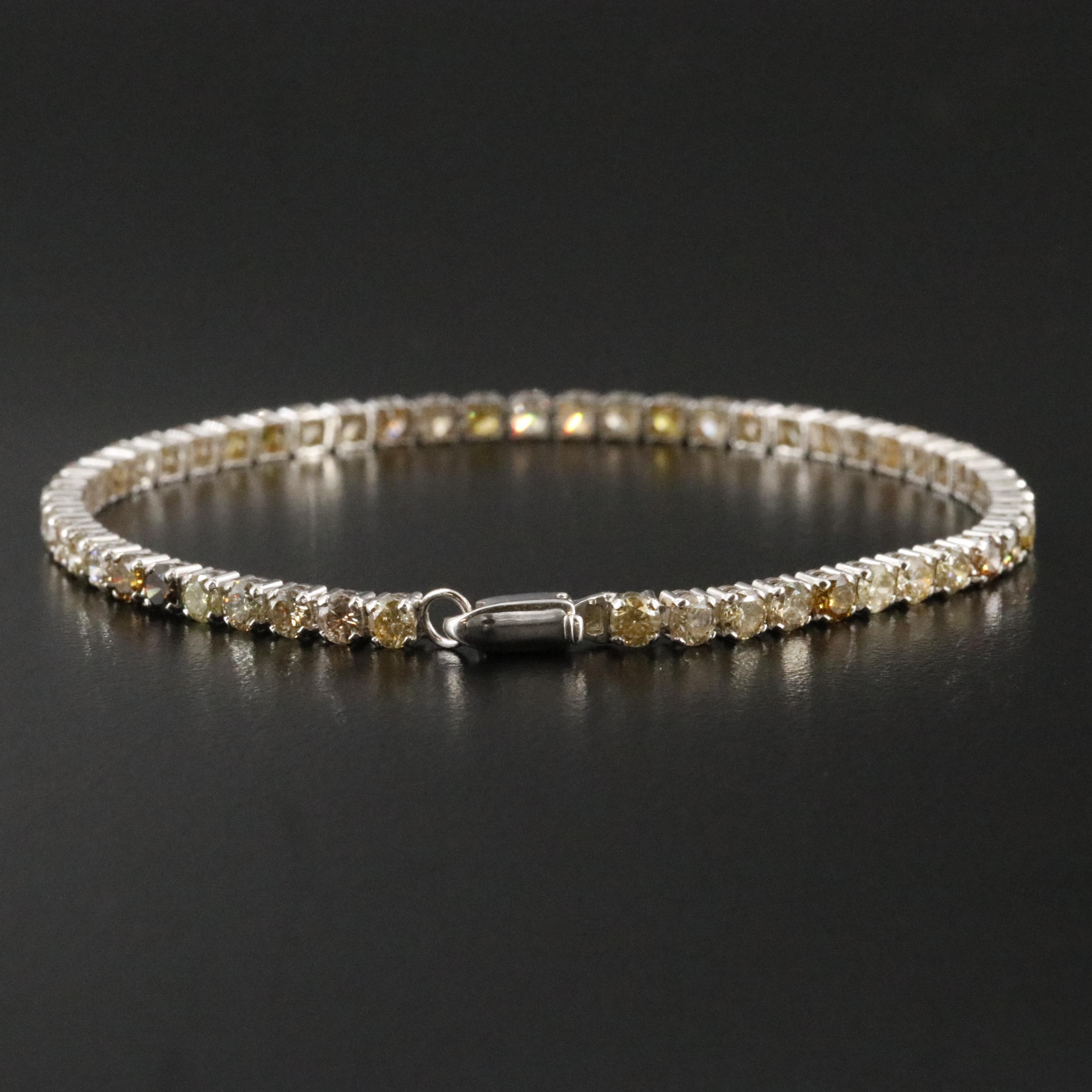 14K 5.00 CTW Fancy Diamond Line Bracelet with IGI Report