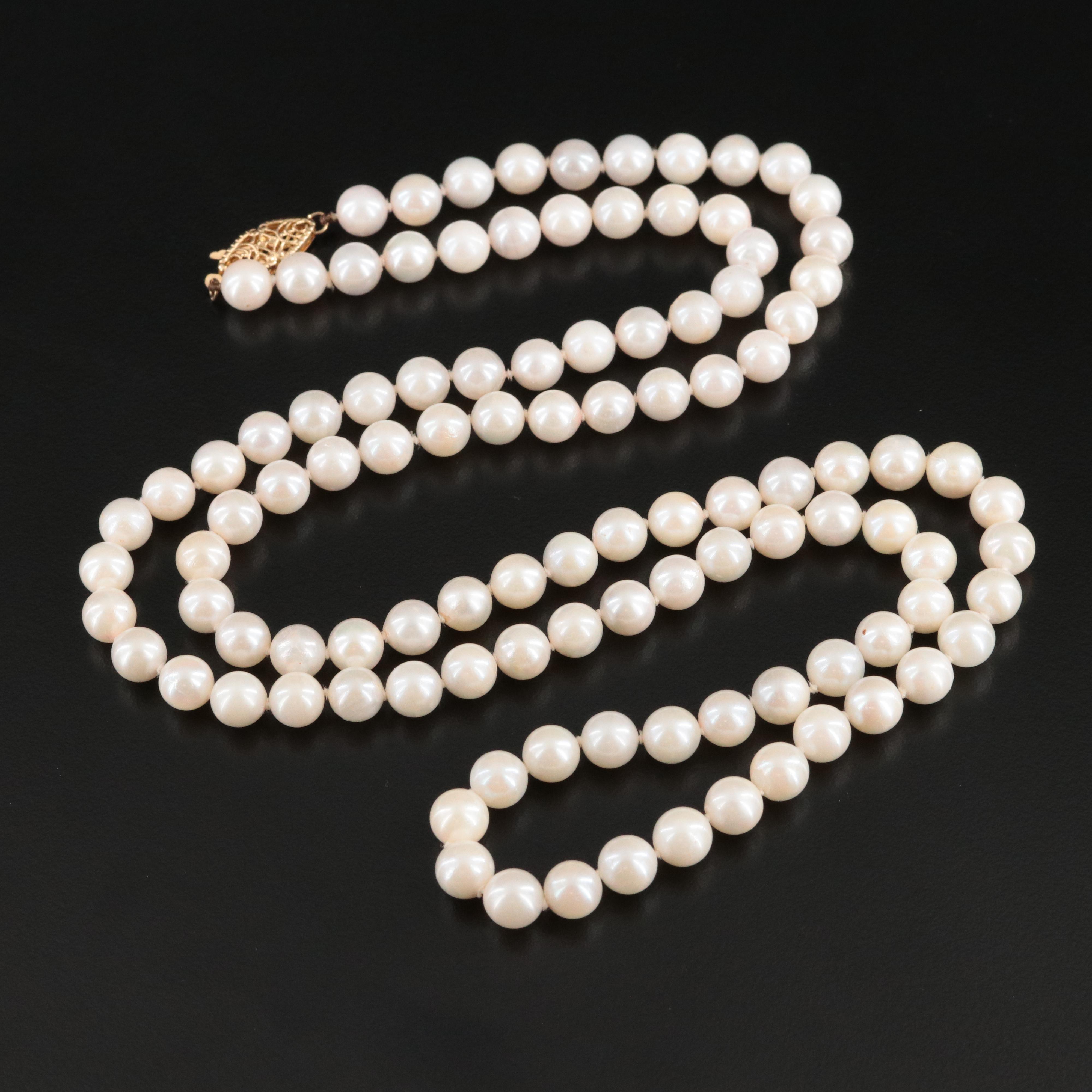 Pearl Necklace with 14K Clasp