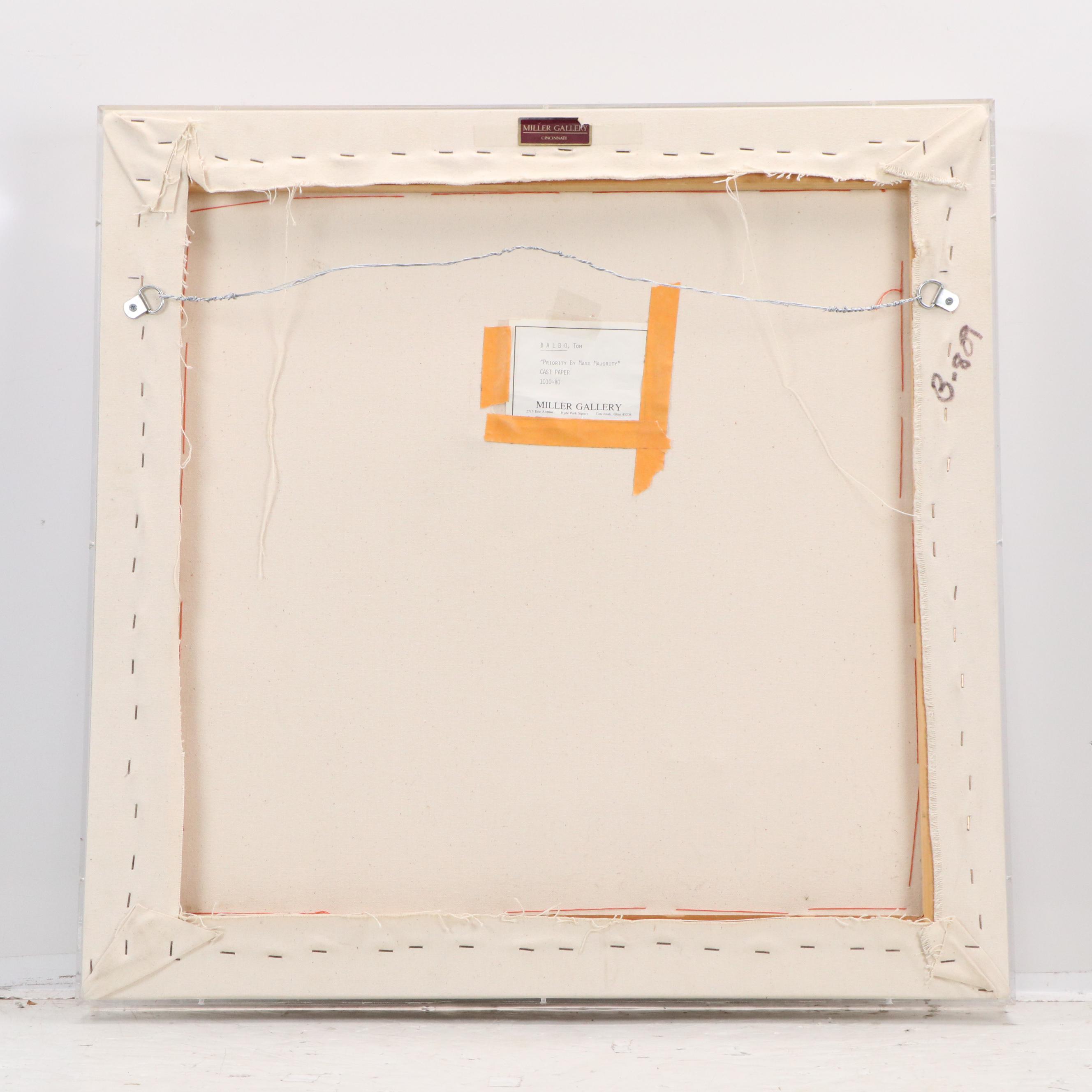 Tom Balbo Cast Paper Art "Priority by Mass Majority," Late 20th to 21st Century