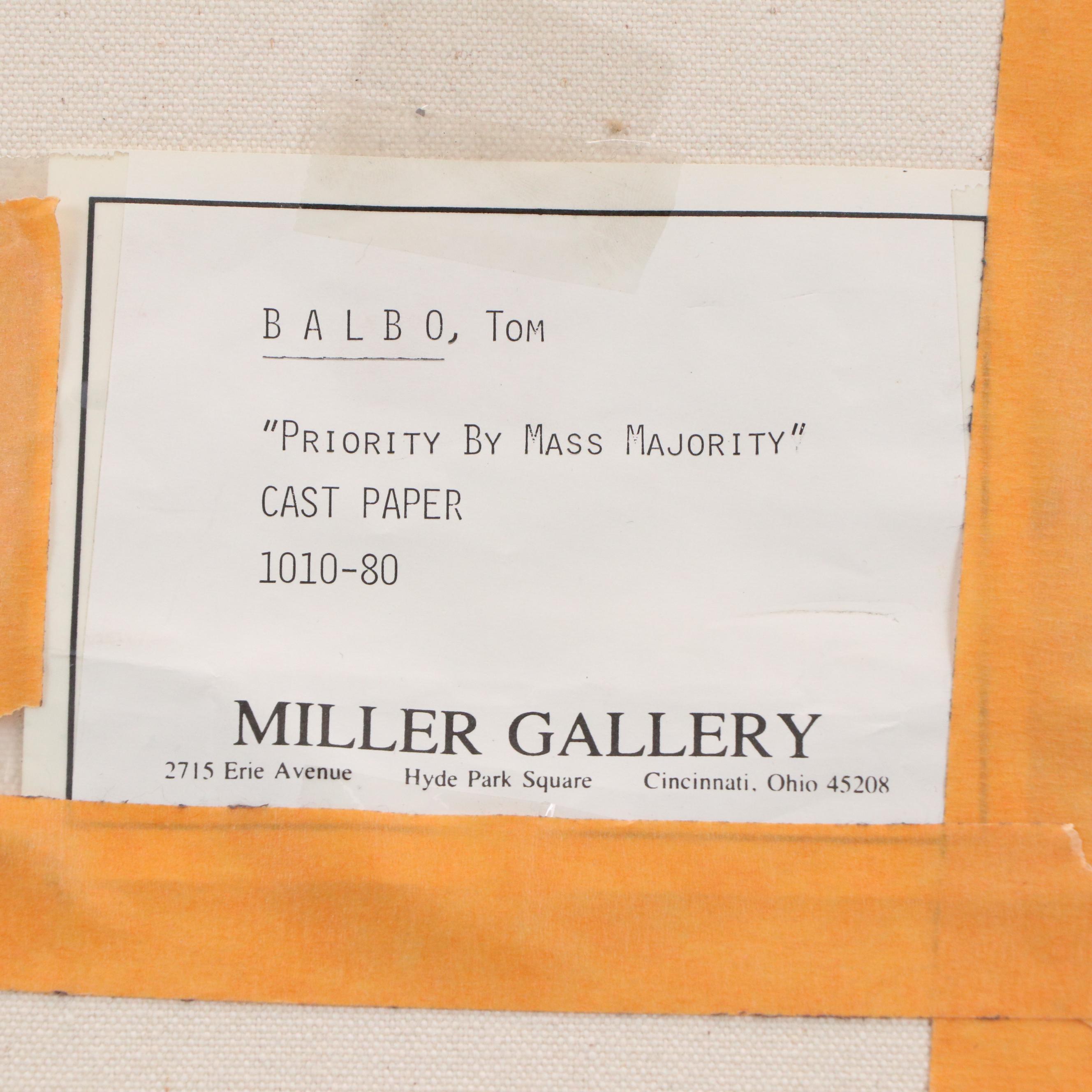 Tom Balbo Cast Paper Art "Priority by Mass Majority," Late 20th to 21st Century