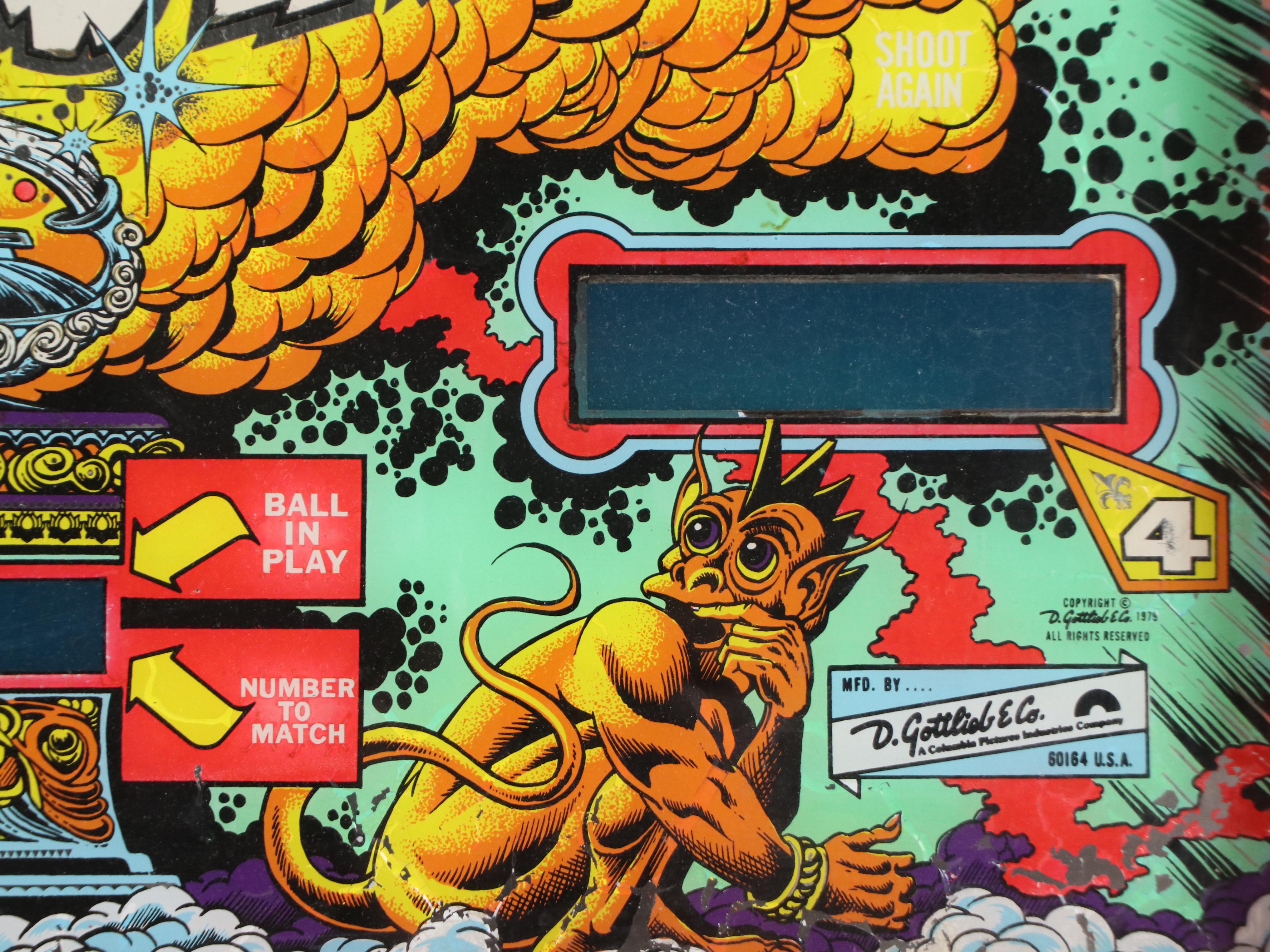 D. Gottlieb & Co. "Gottlieb's Genie" Pinball Machine Scoreboard Panel, 1979