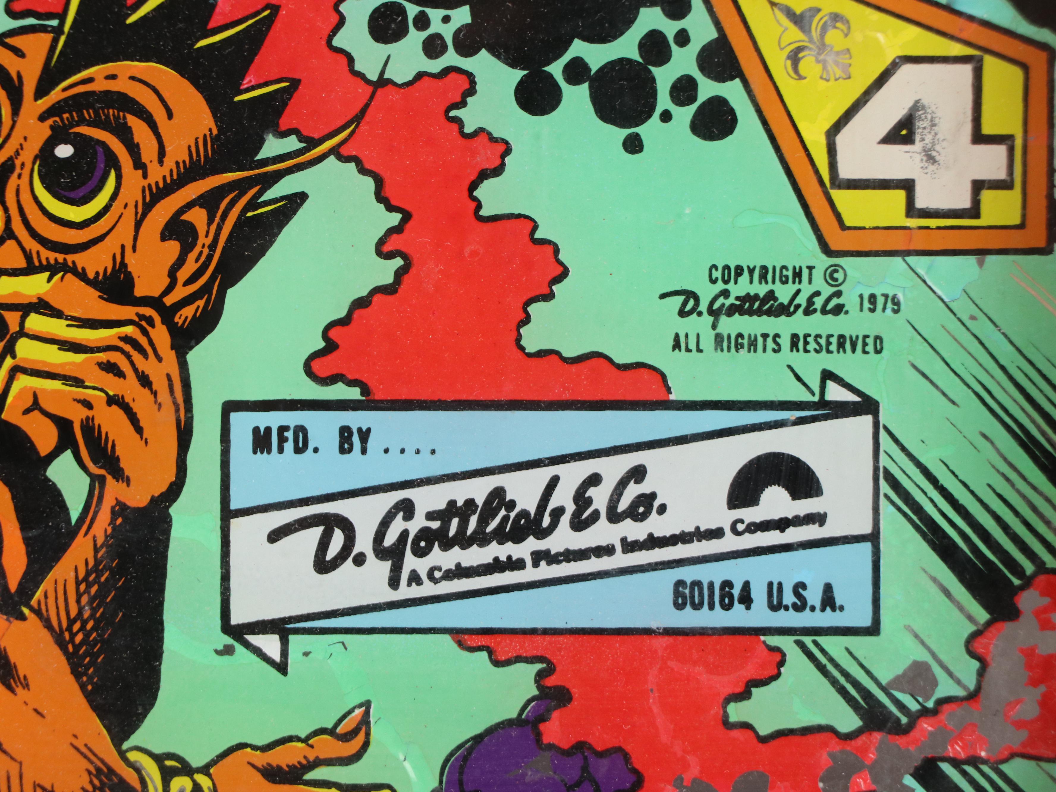 D. Gottlieb & Co. "Gottlieb's Genie" Pinball Machine Scoreboard Panel, 1979
