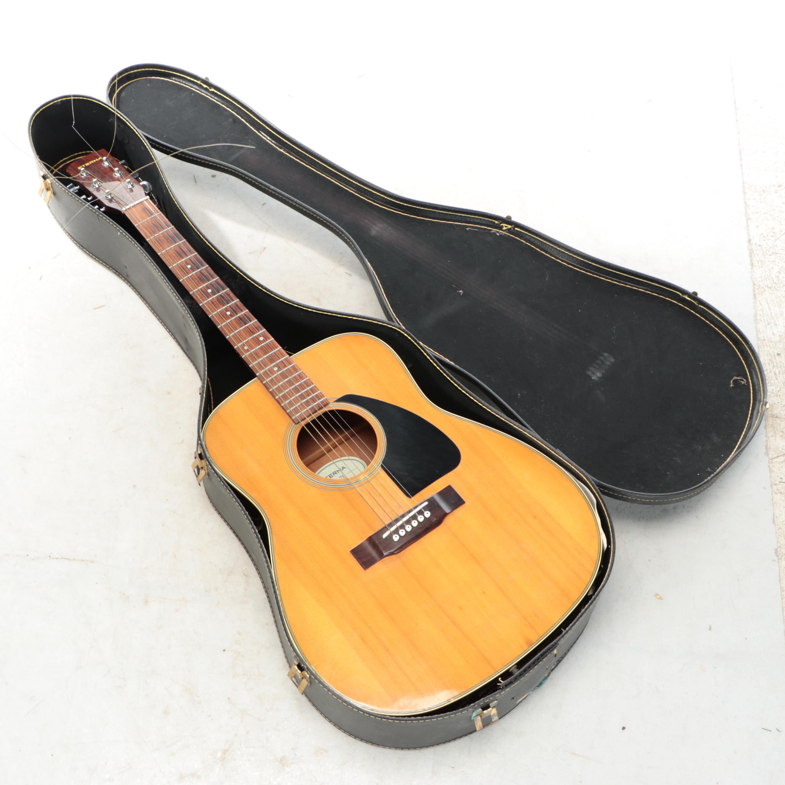 Eterna EF-21 Spruce Top Acoustic Guitar with Tolex Case, Late 20th Century