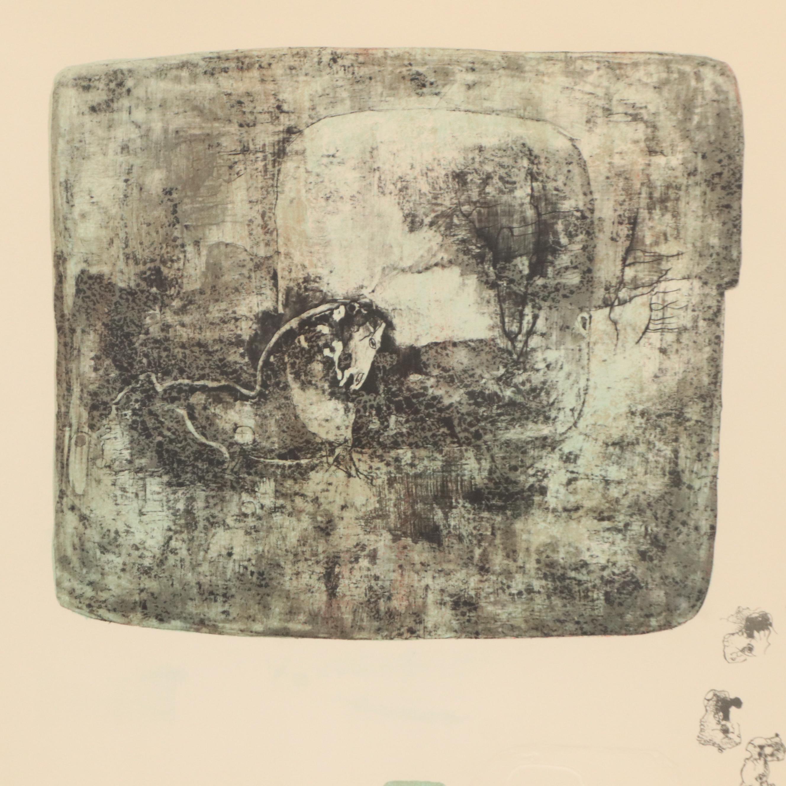 Hoi Lebadang Embossed Color Lithograph "Ten House Suite - Plate 7"