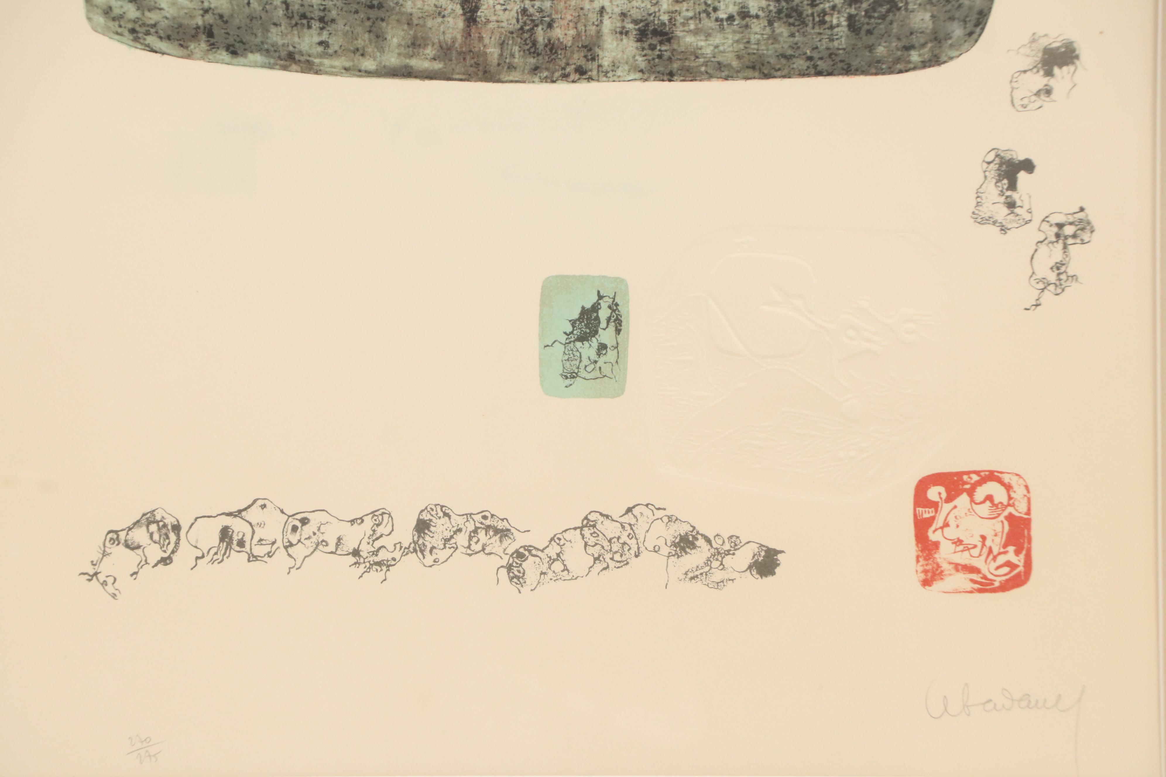 Hoi Lebadang Embossed Color Lithograph "Ten House Suite - Plate 7"