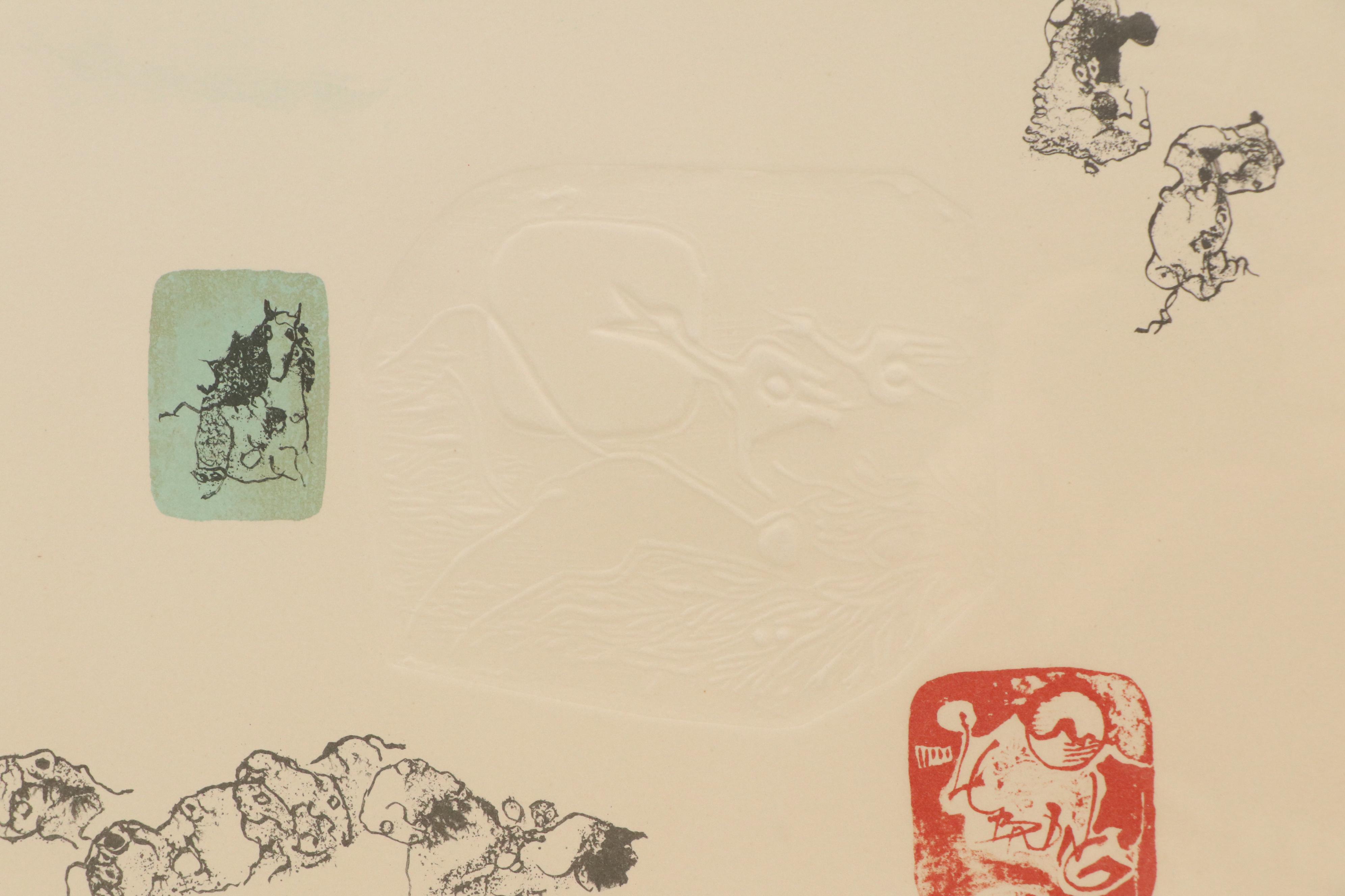 Hoi Lebadang Embossed Color Lithograph "Ten House Suite - Plate 7"