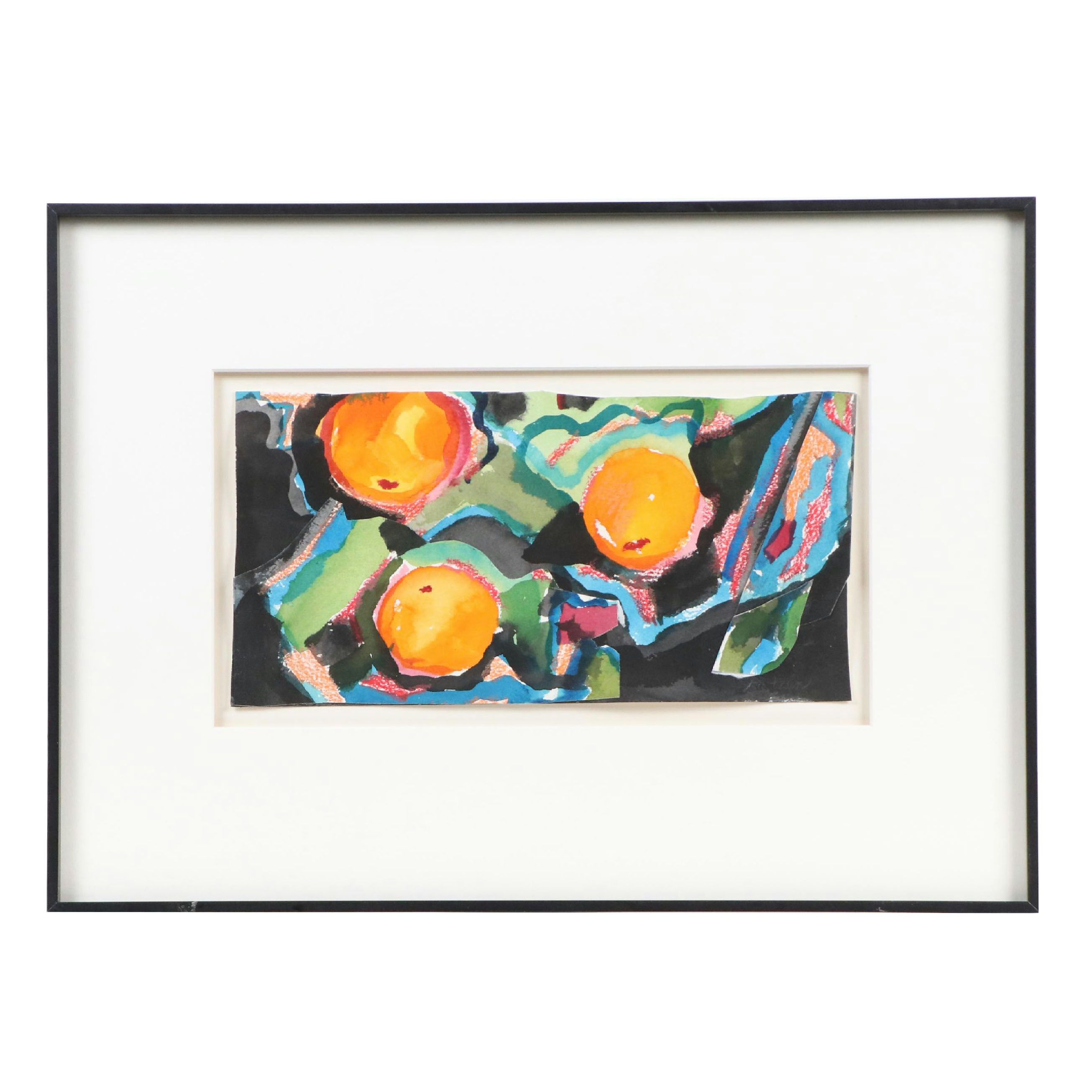 Myrtle Katzen Watercolor Painting "Three Oranges," Mid to Late 20th Century