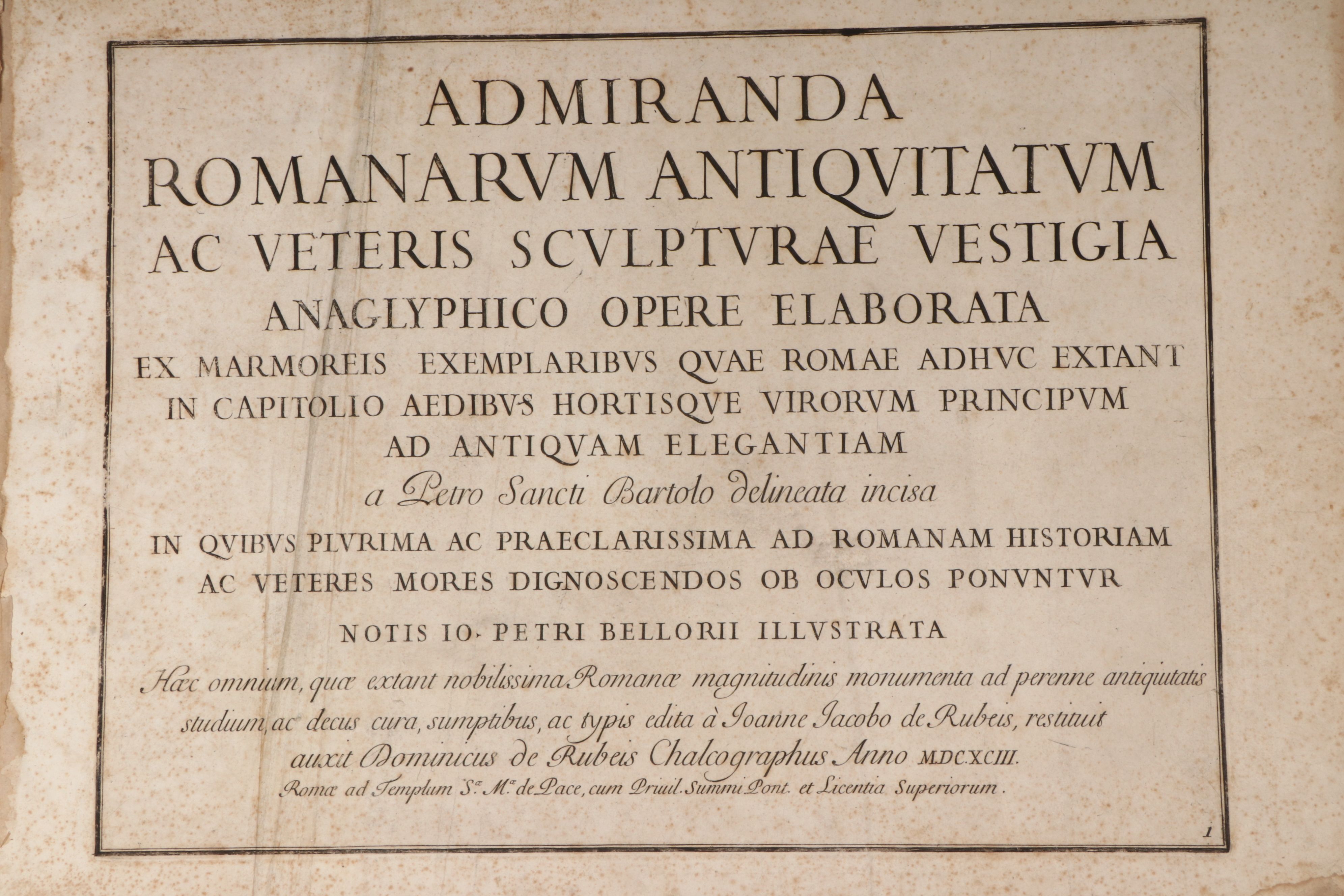 "Admiranda Romanarum antiquitatum ac veteris sculpturae vestigia" Folio, 1693