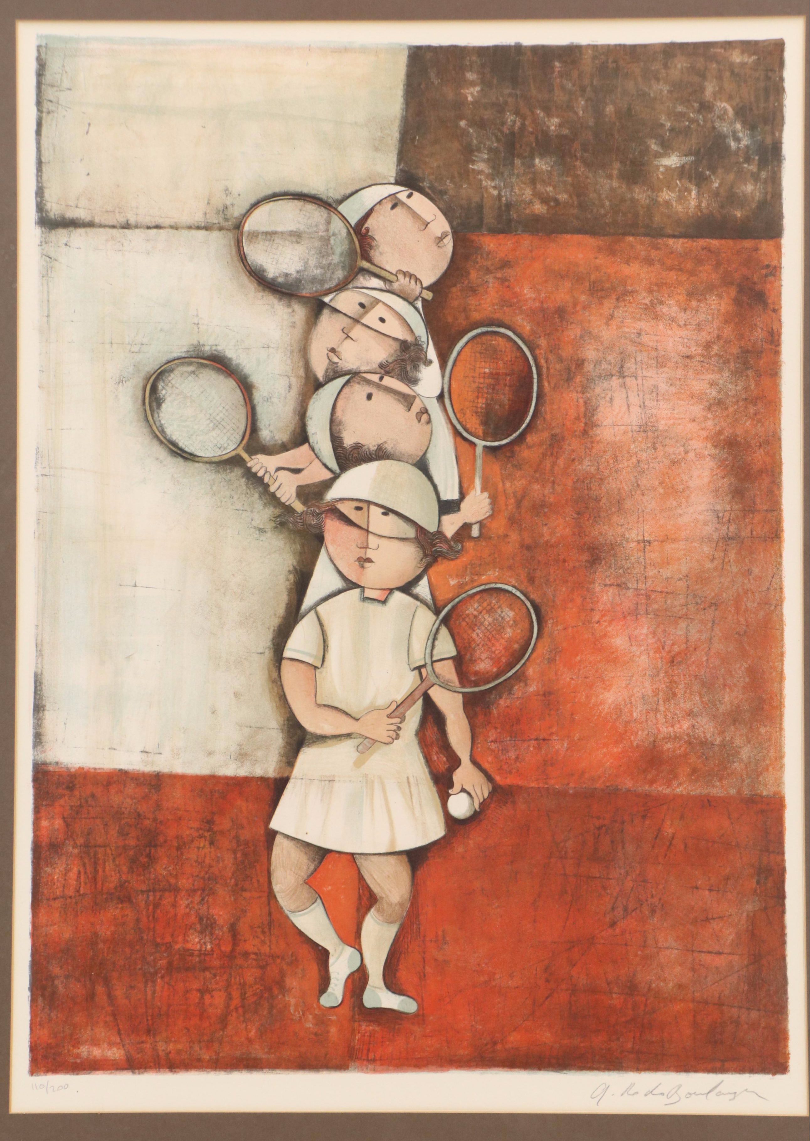 Graciela Rodo Boulanger Color Lithograph "Tennis," Late 20th Century