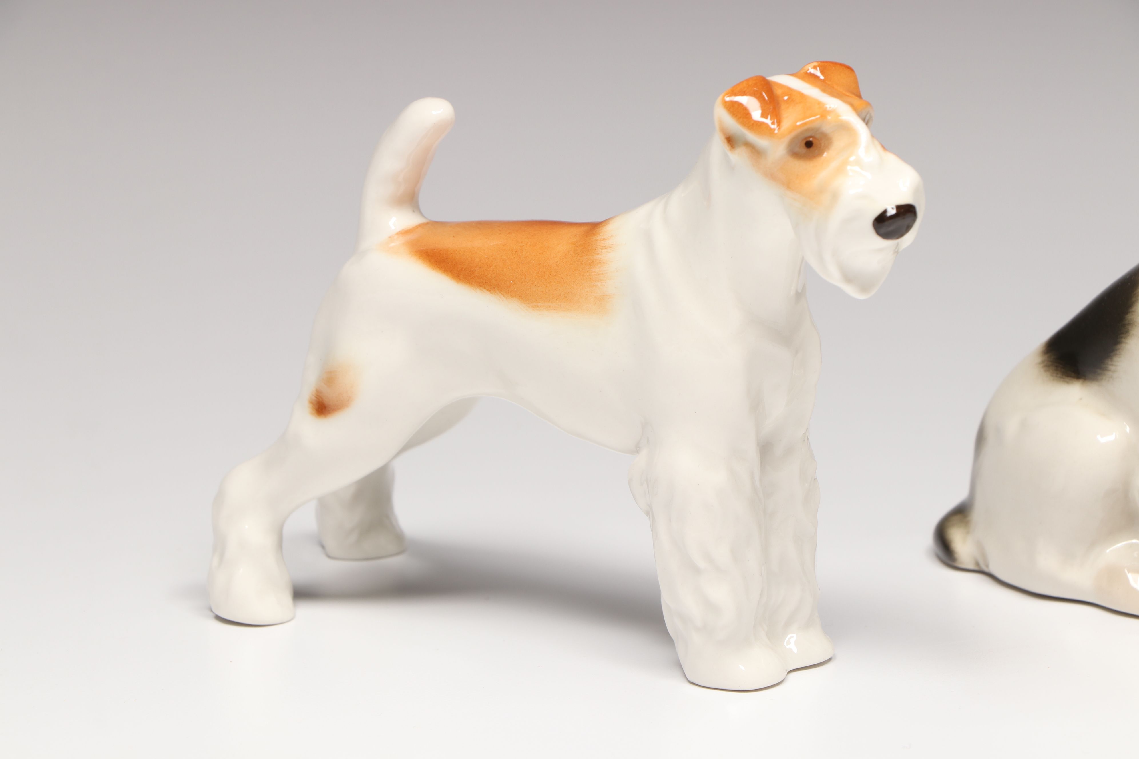 Beswick Sheepdog, Basset Hound, Spaniel with More Ceramic Dogs