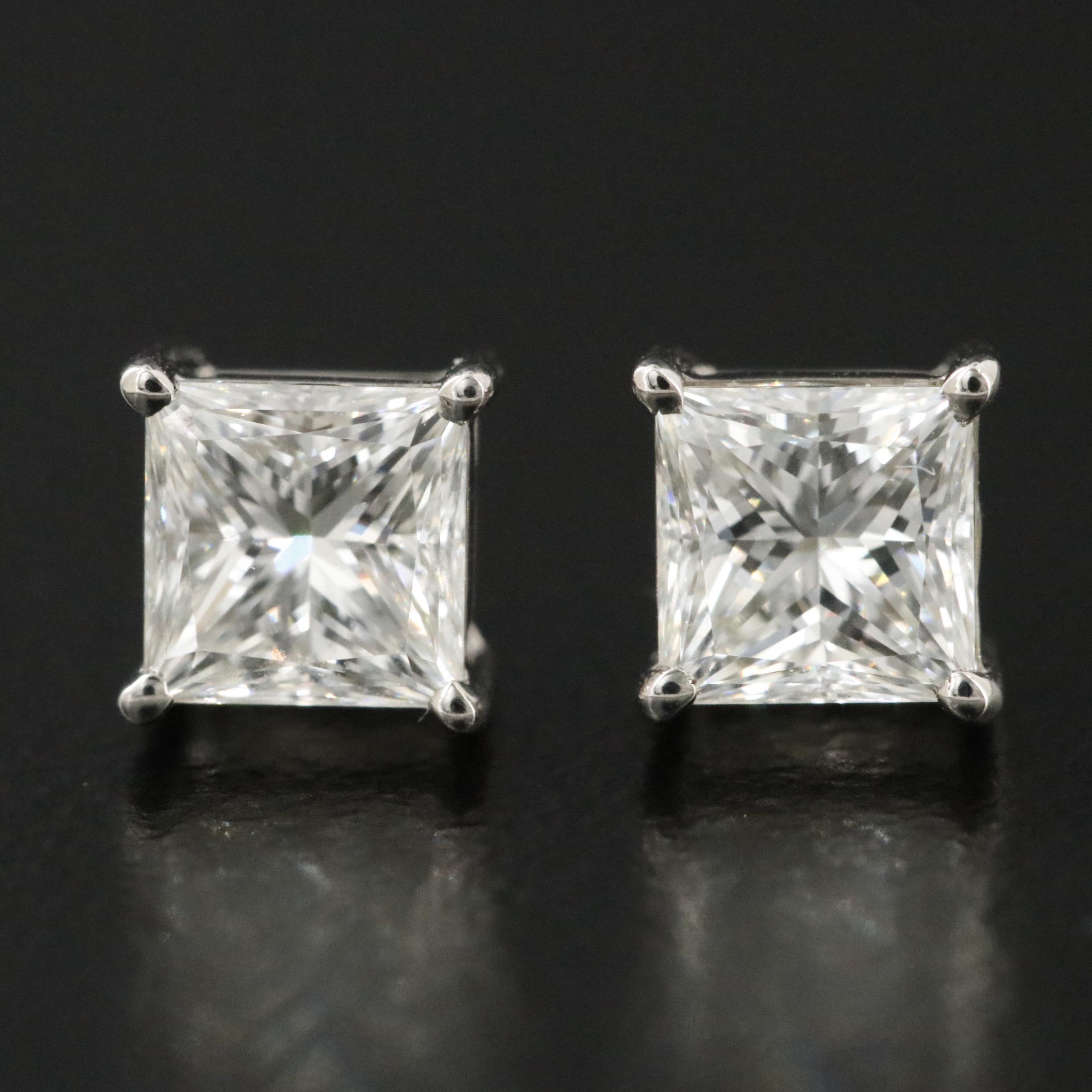 Platinum 1.01 CTW Diamond Stud Earrings with GIA Reports