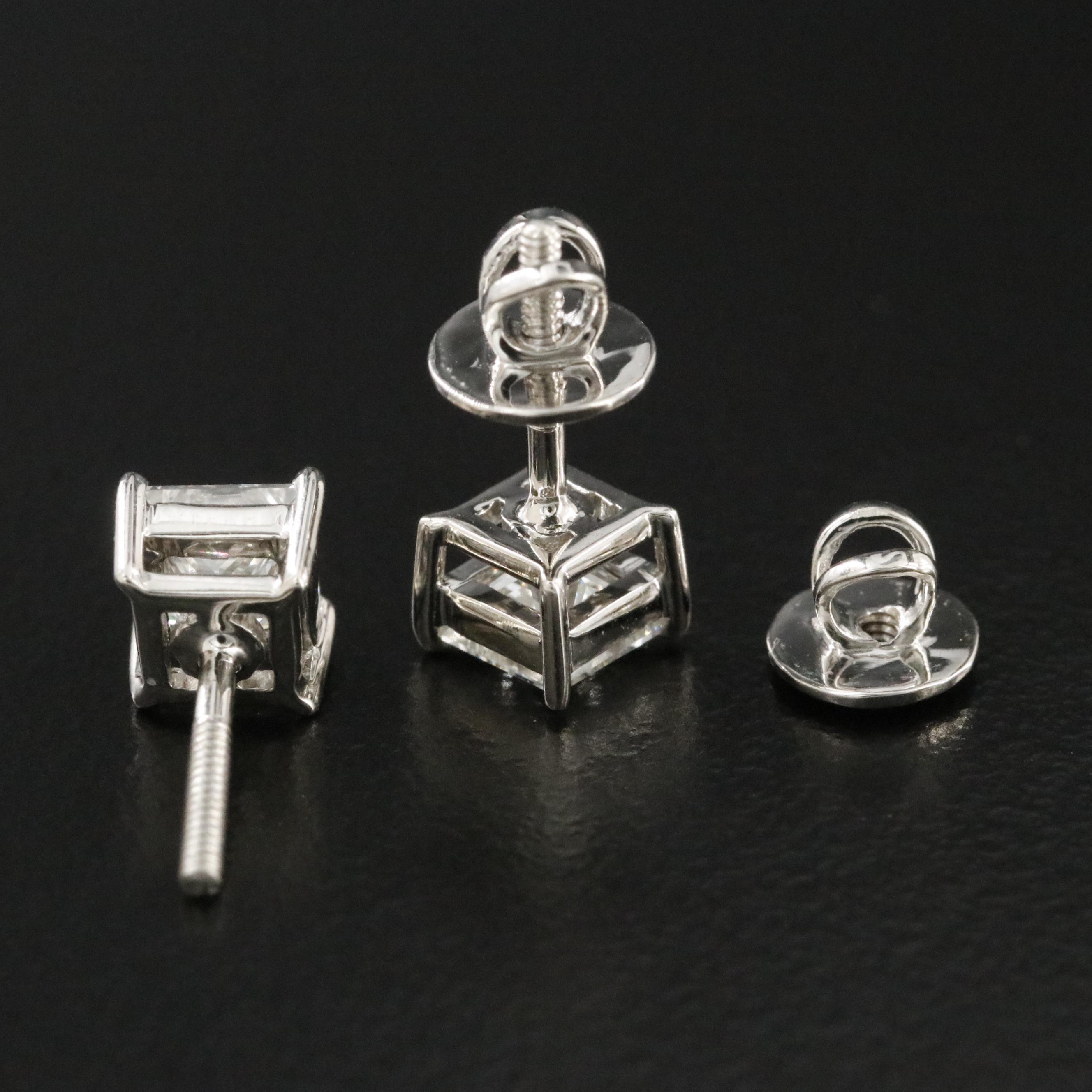 Platinum 1.01 CTW Diamond Stud Earrings with GIA Reports
