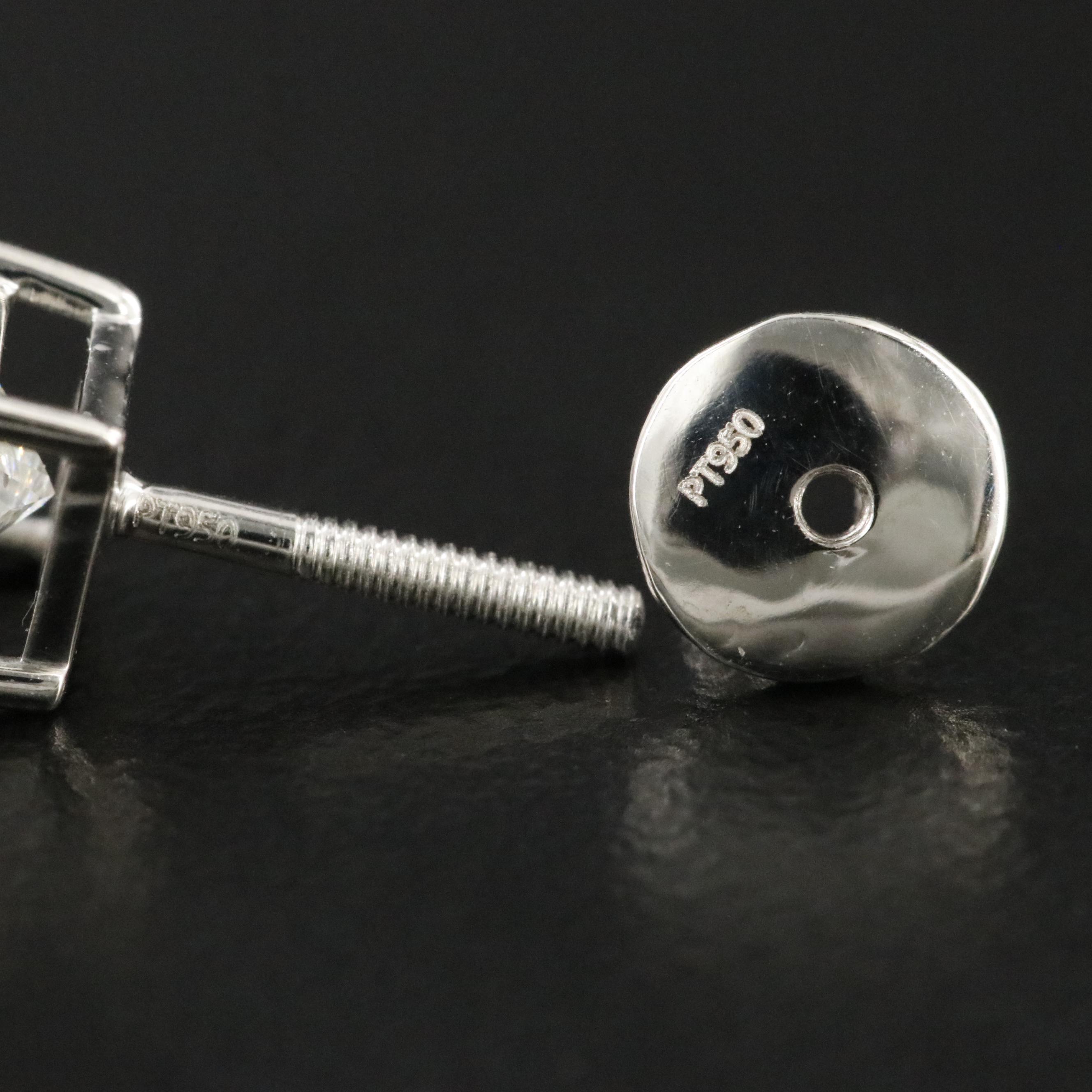Platinum 1.01 CTW Diamond Stud Earrings with GIA Reports