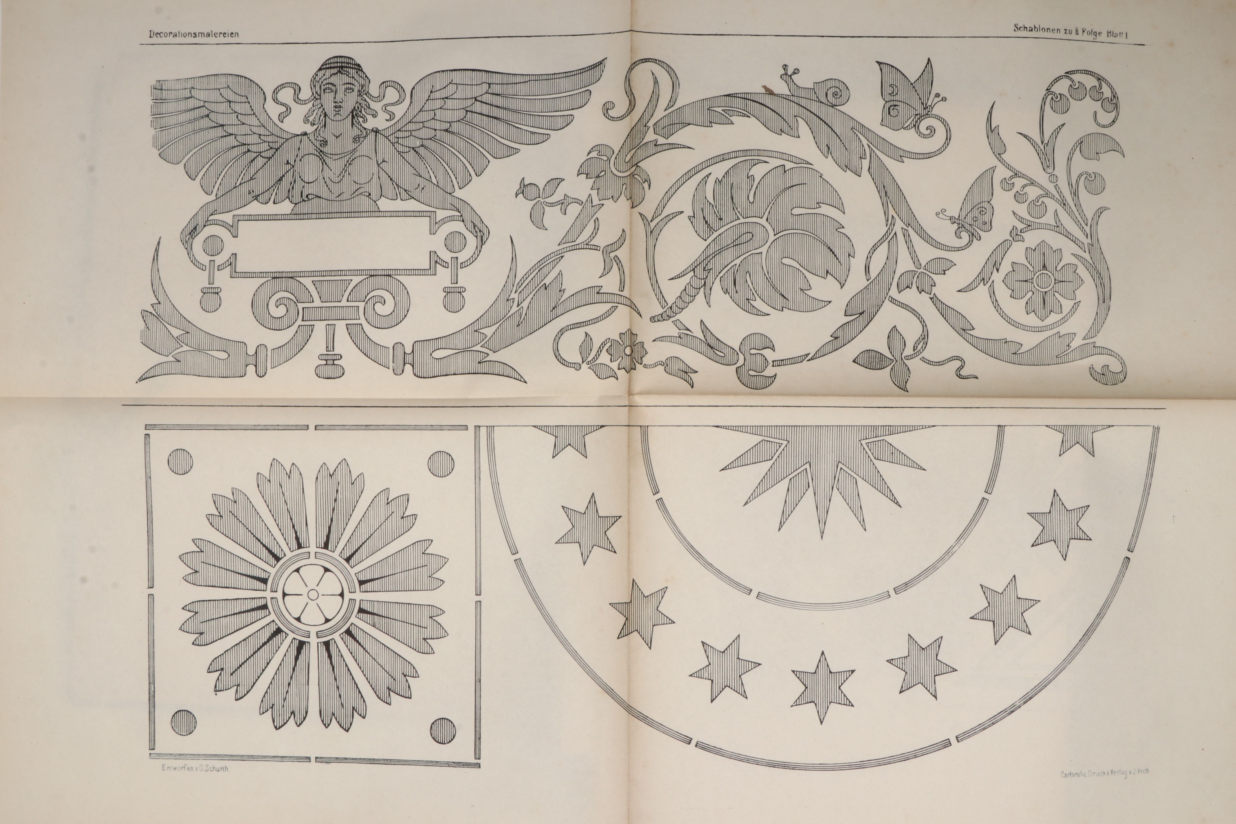 "Schablonirte Decorations Malerein" Vol. I–II Folios by Oscar Schurth