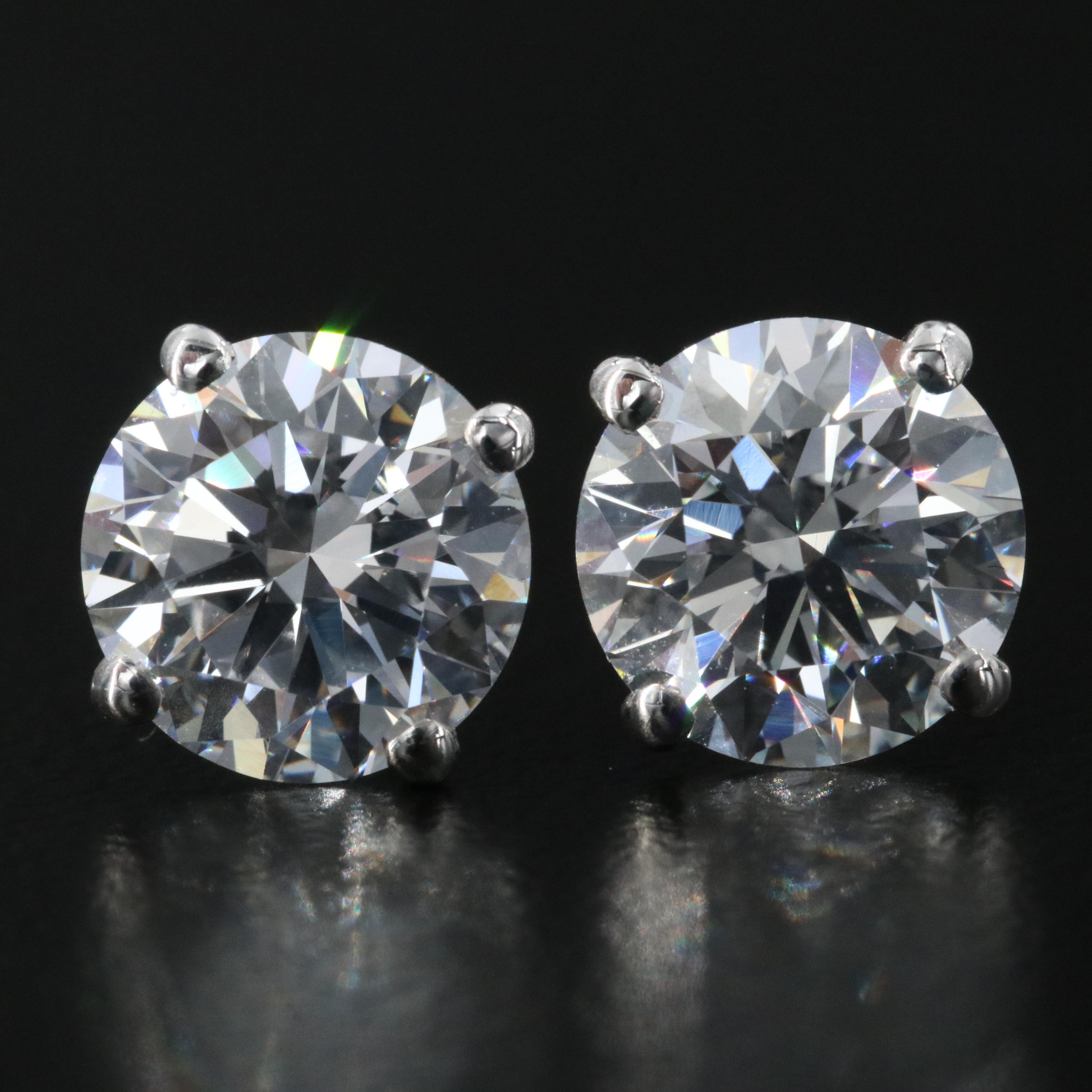 14K 3.03 CTW Lab Grown Diamond Solitaire Earrings with IGI Jewelry Report