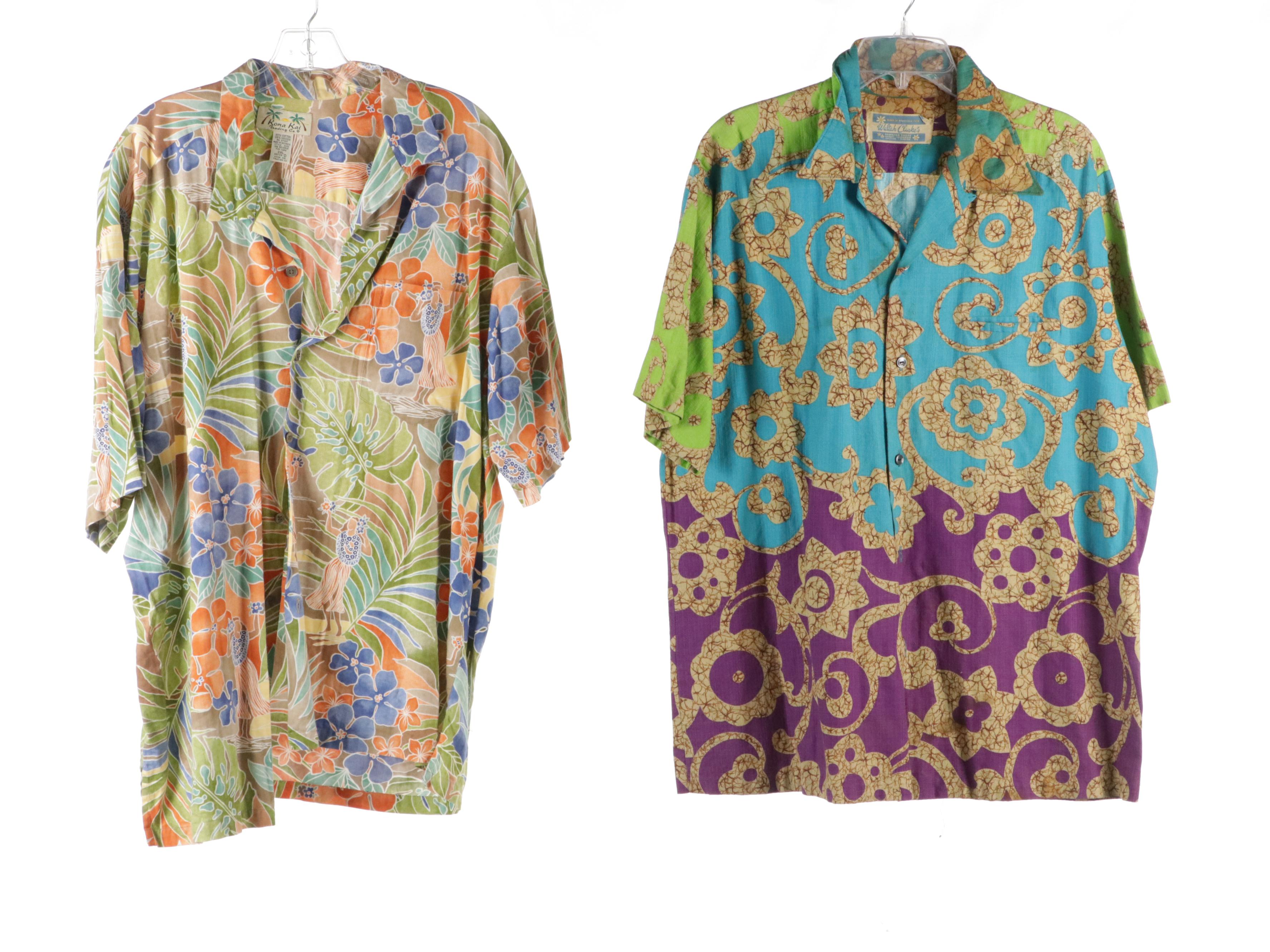 Men's Vintage Hawaiian Shirts Including Waltah Clarke's and Kona Kai Trading Co.
