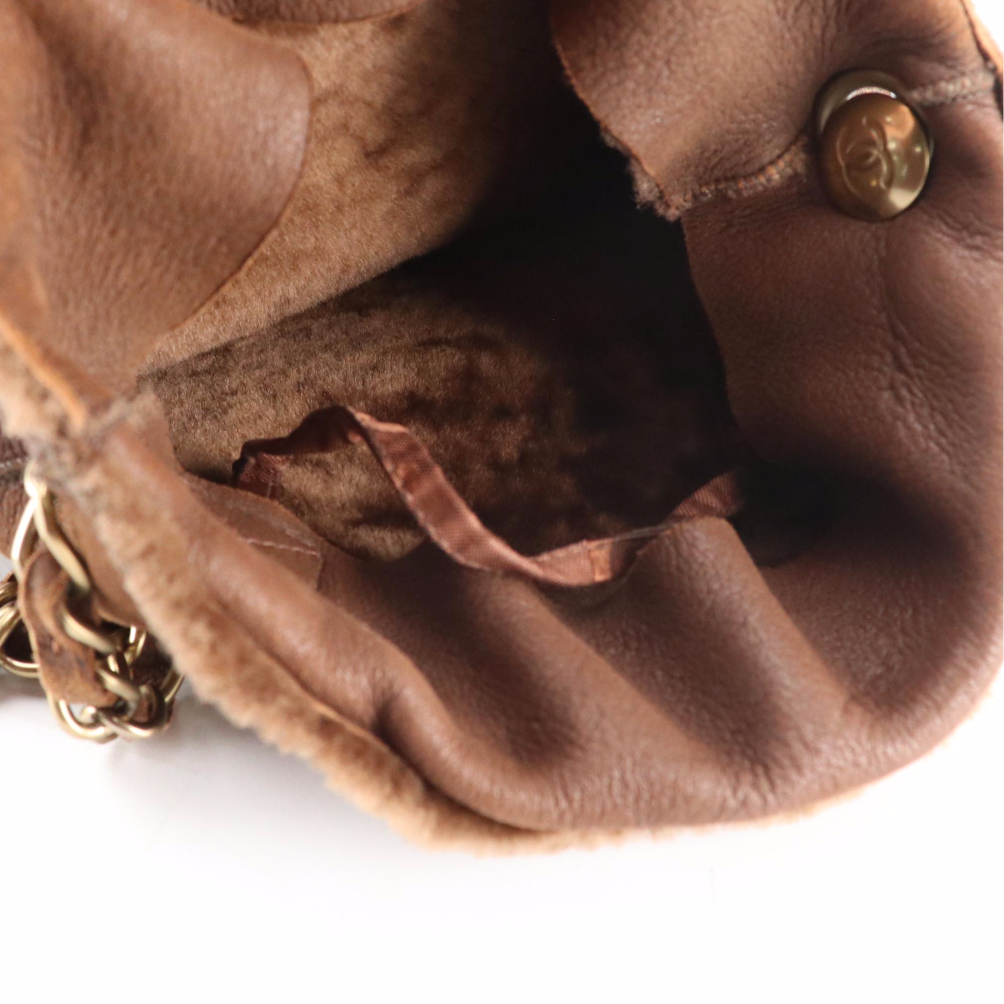 Chanel Chain Strap Bag in Chocolate Brown Lambskin Shearling