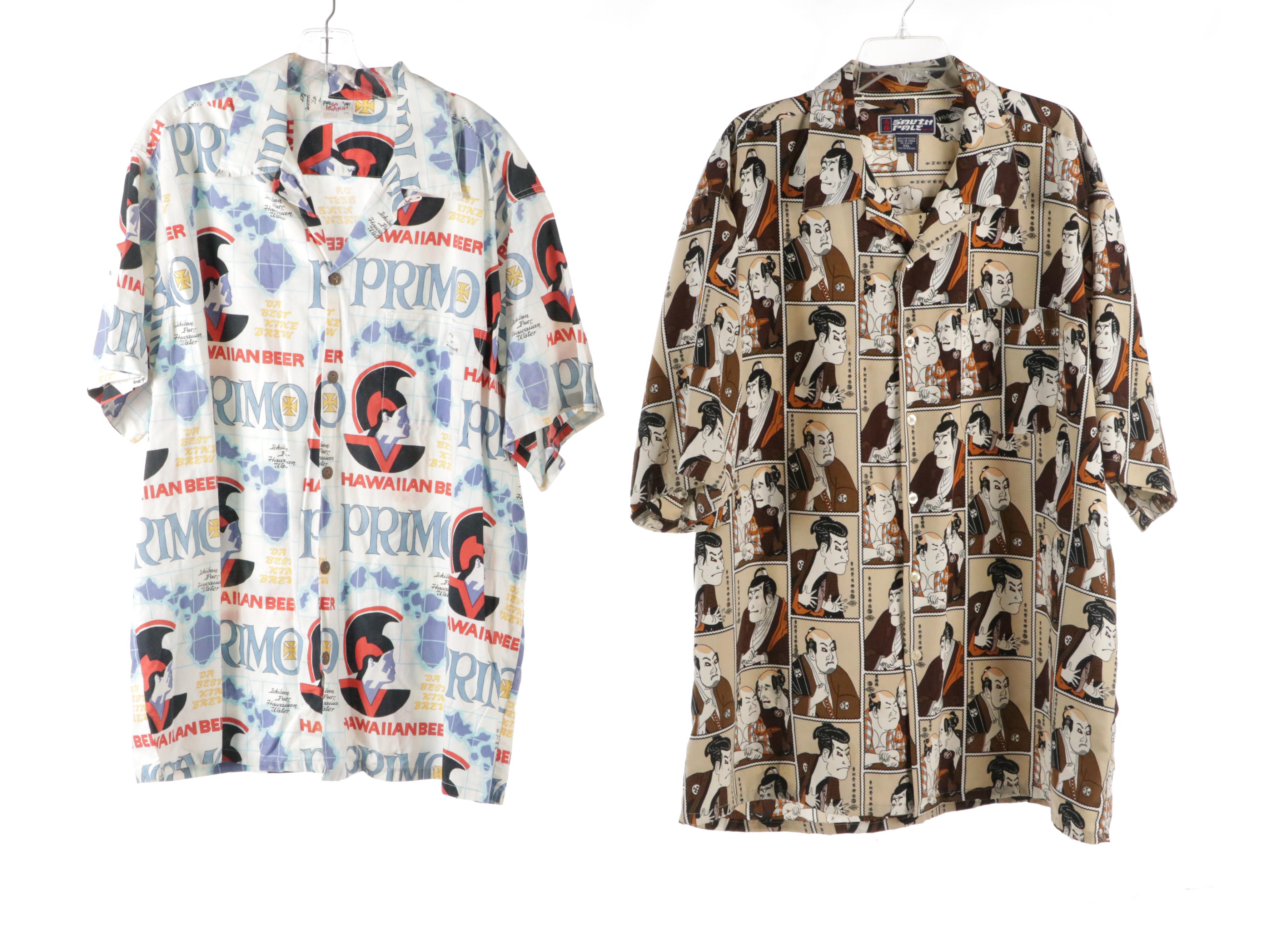 Men's Hawaiian Style Shirts from Go Barefoot, South Pole, and Claudio Nucci